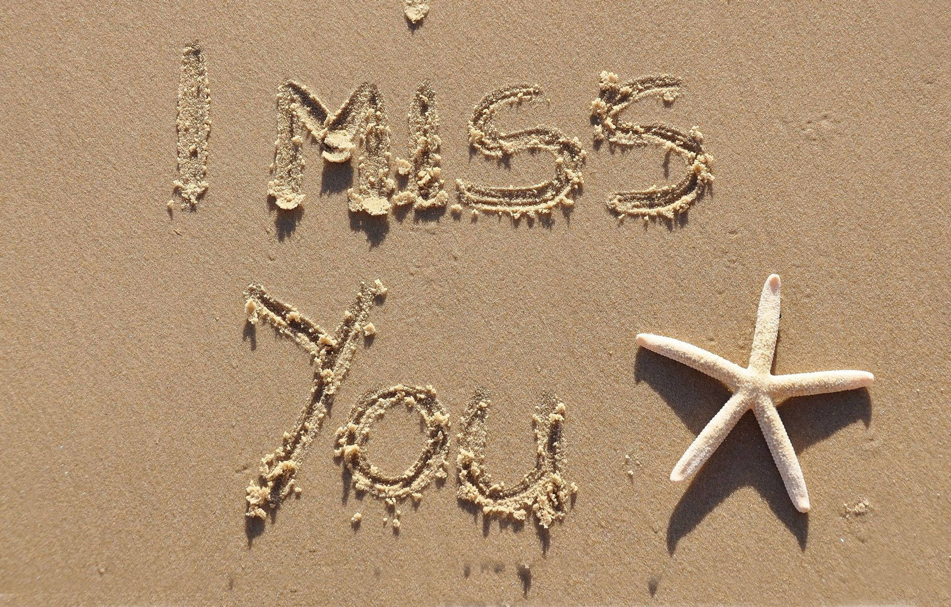 I miss you, starfish, sand, Full HD Desktop Wallpaper