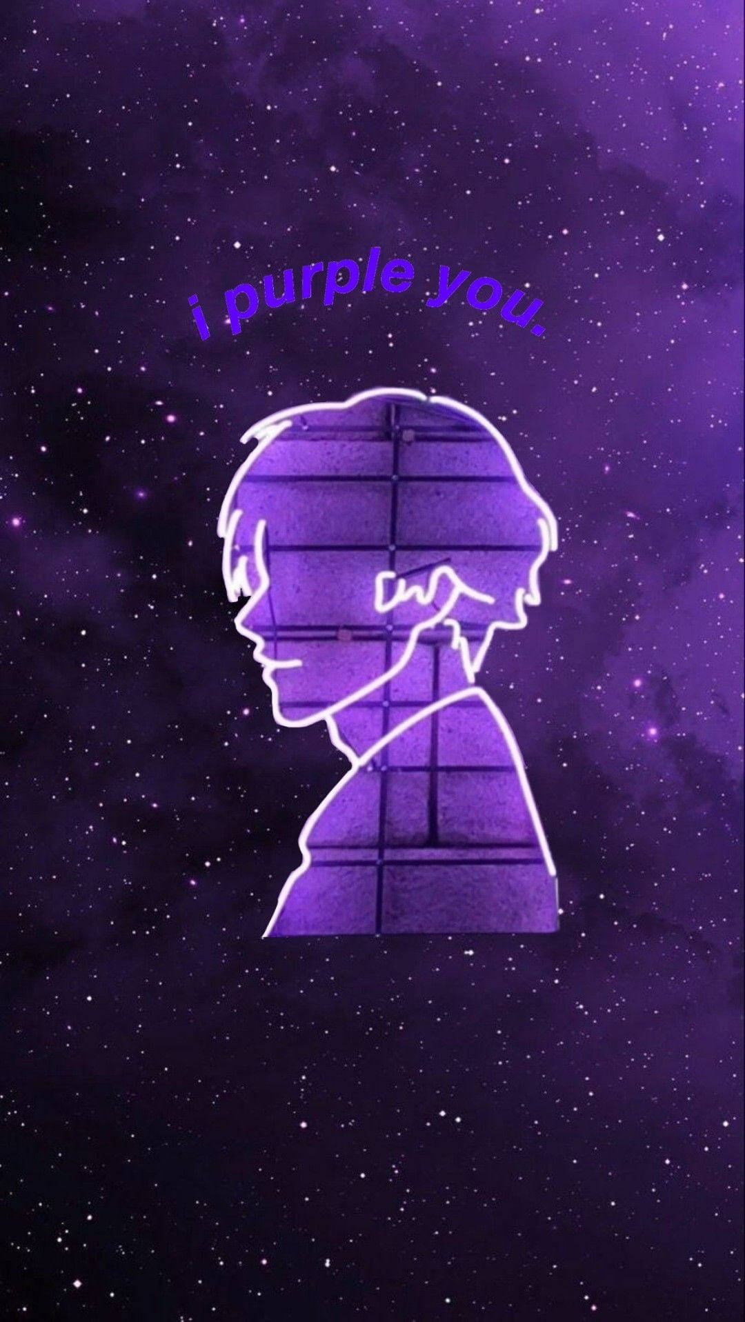 I Purple You, neon v outline, glowing purple silhouette, HD Phone Wallpaper