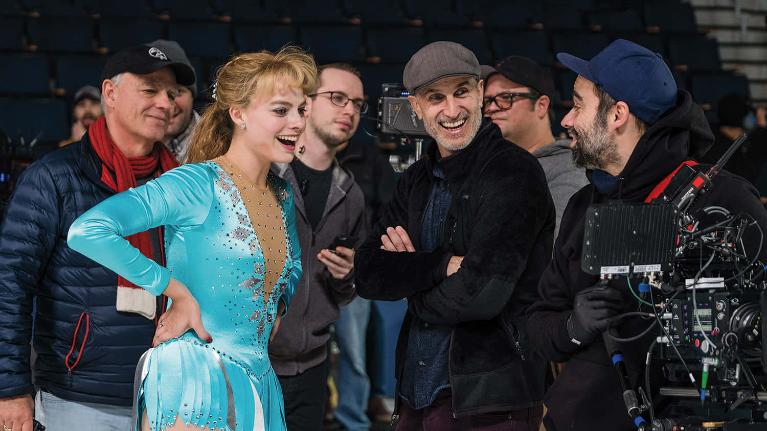I Tonya, ice rink, sparkling blue costume, HD Desktop Wallpaper