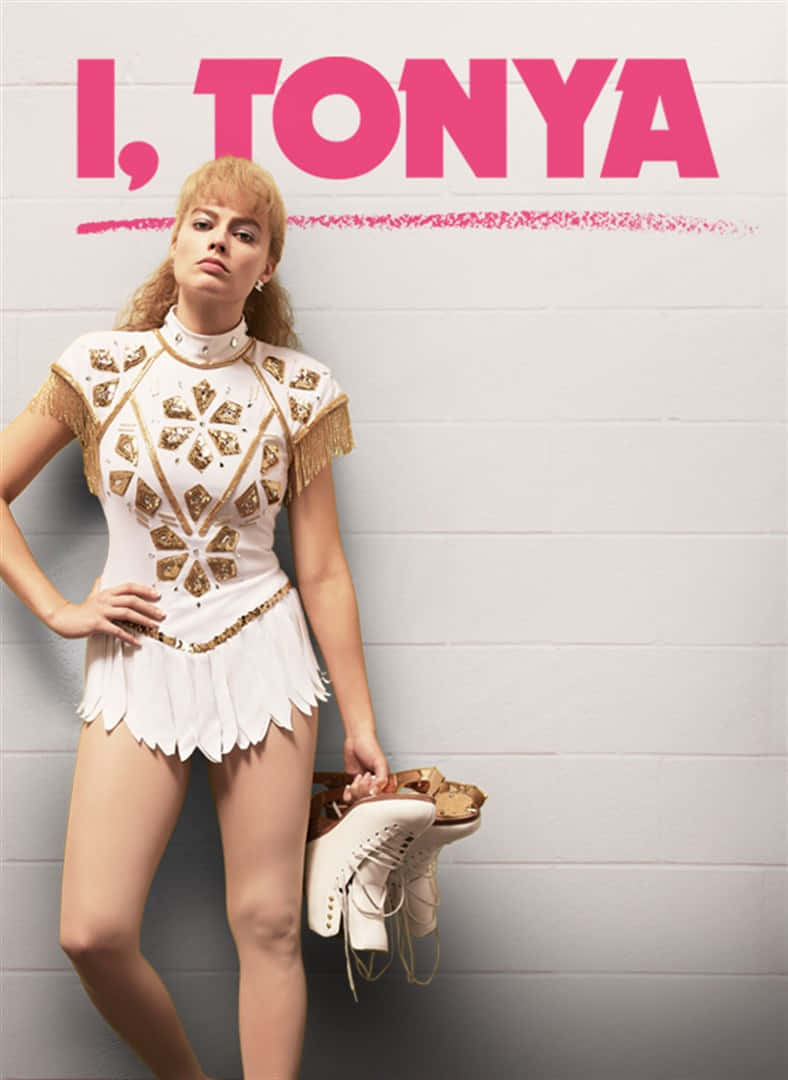 I Tonya, white and gold figure skating costume, white brick wall, SD Phone Wallpaper