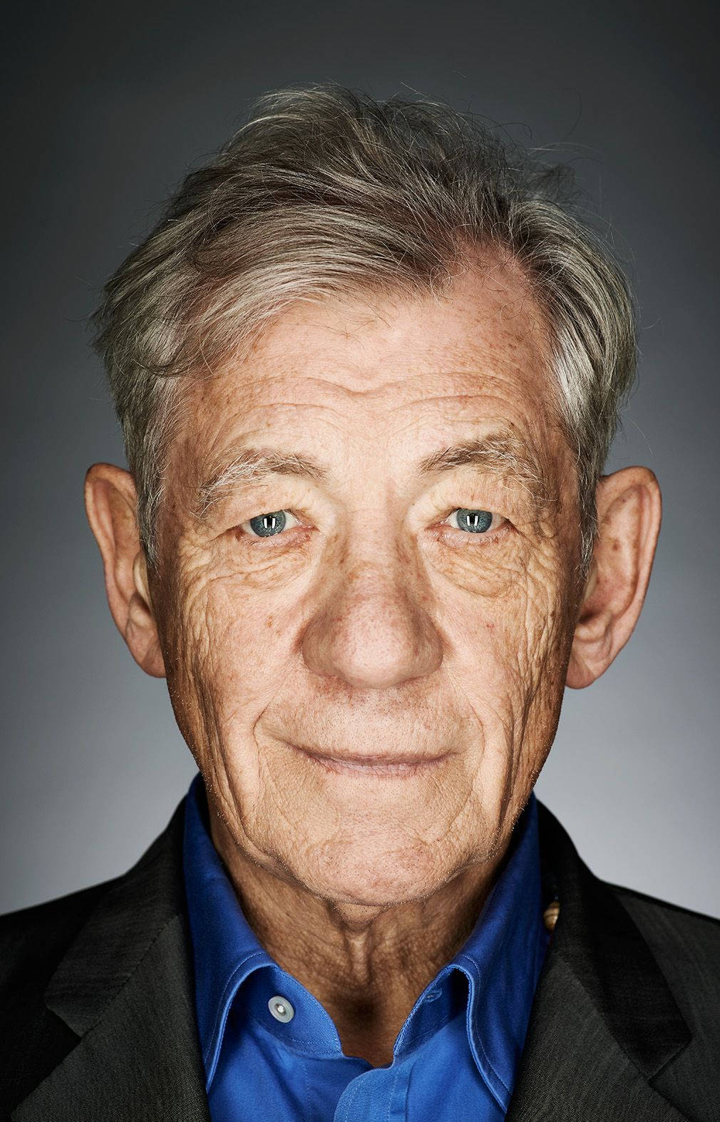 Ian McKellen, gray hair, blue eyes, HD Phone Wallpaper
