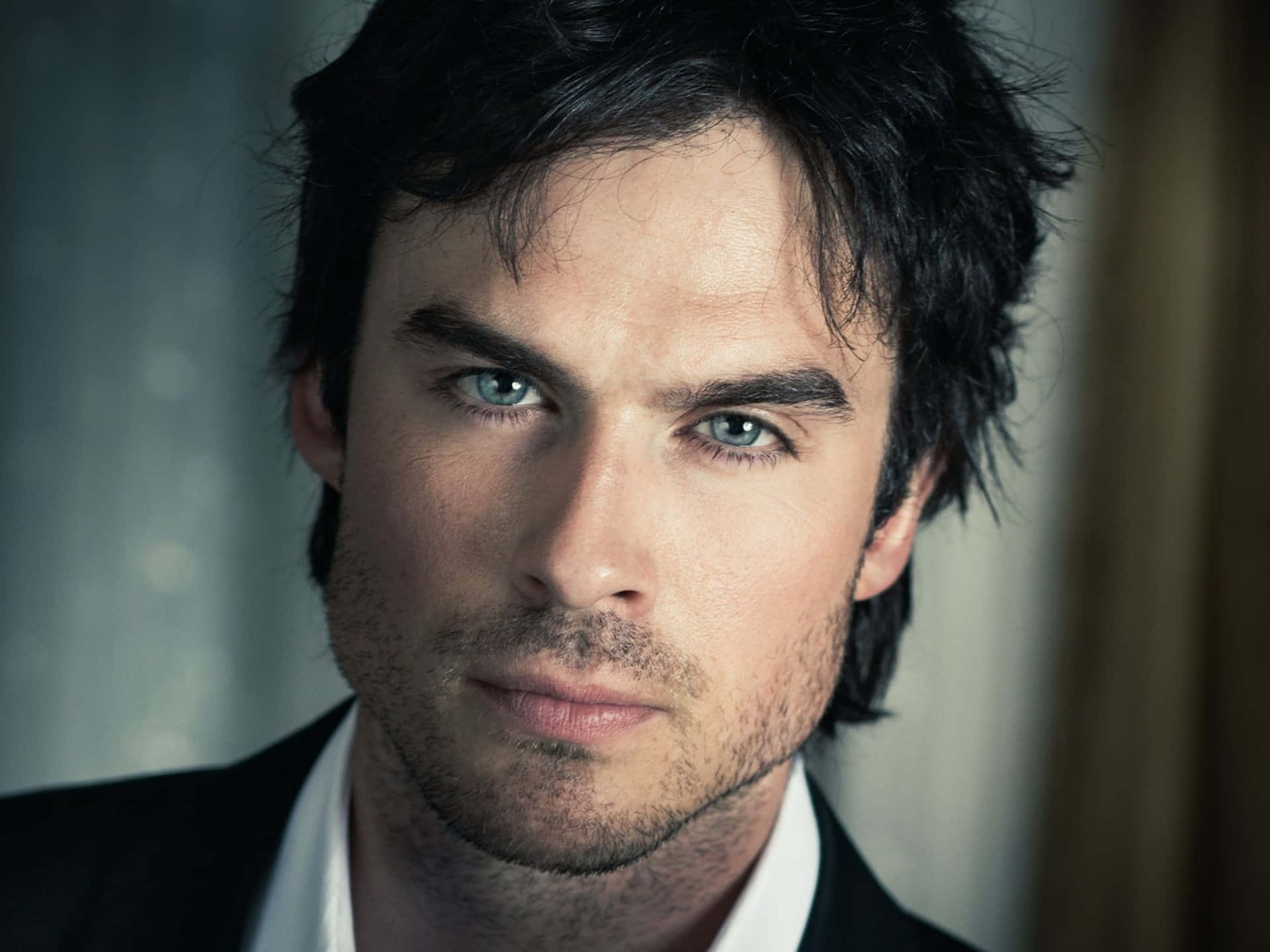 Ian Somerhalder, blue eyes, dark tousled hair, Full HD Desktop Wallpaper
