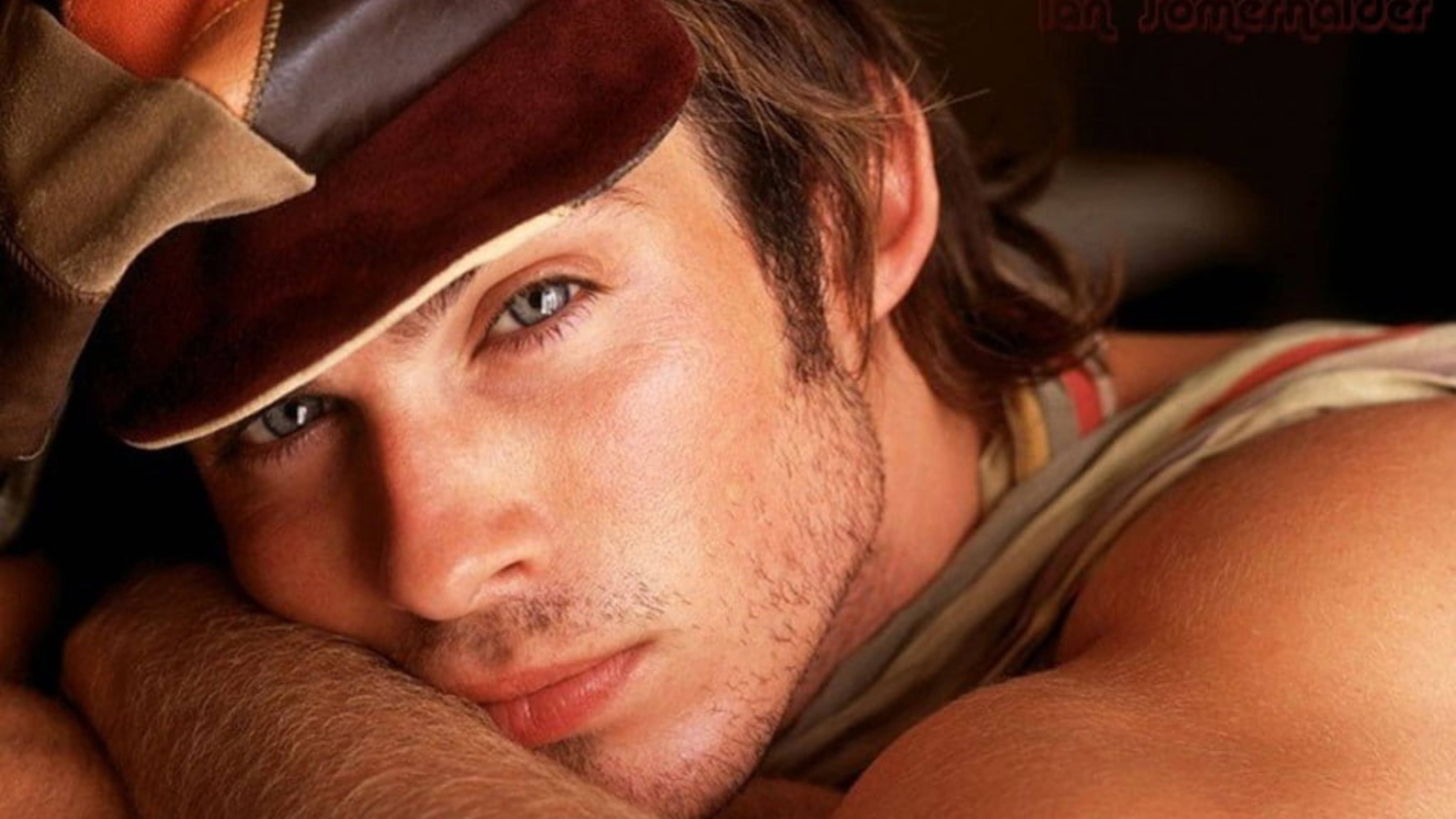 Ian Somerhalder, blue eyes, brown hat, 4K Desktop Wallpaper