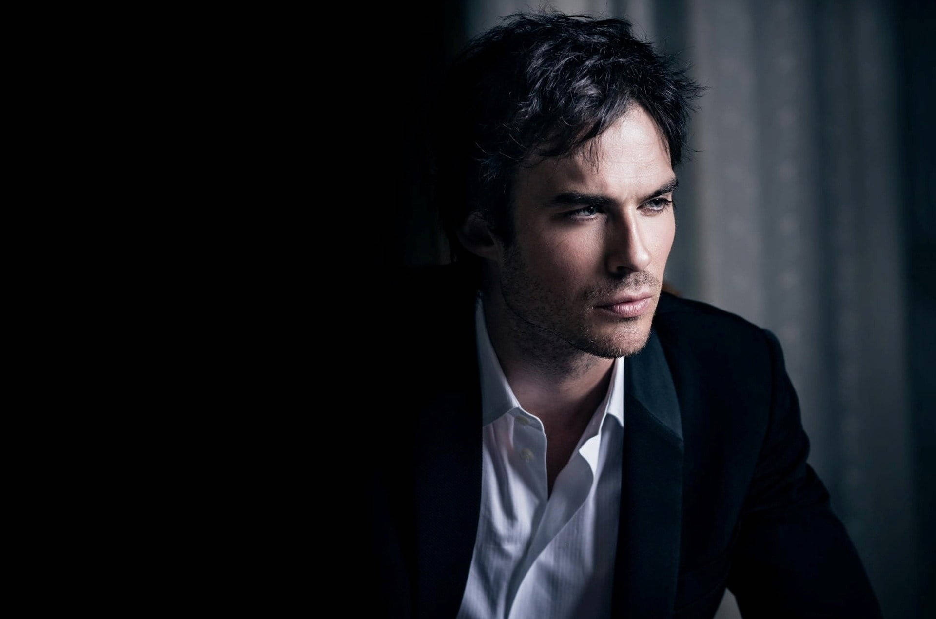 Ian Somerhalder, dark suit, white shirt, Full HD Desktop Wallpaper