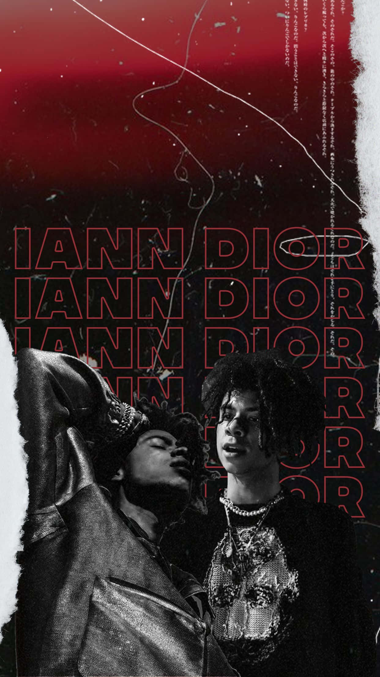 Iann Dior, red text, abstract lines, Full HD Phone Wallpaper