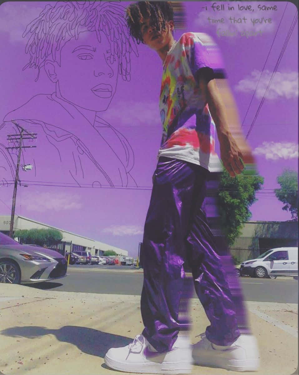 Iann Dior, shiny purple pants, tie-dye shirt, SD Phone Wallpaper