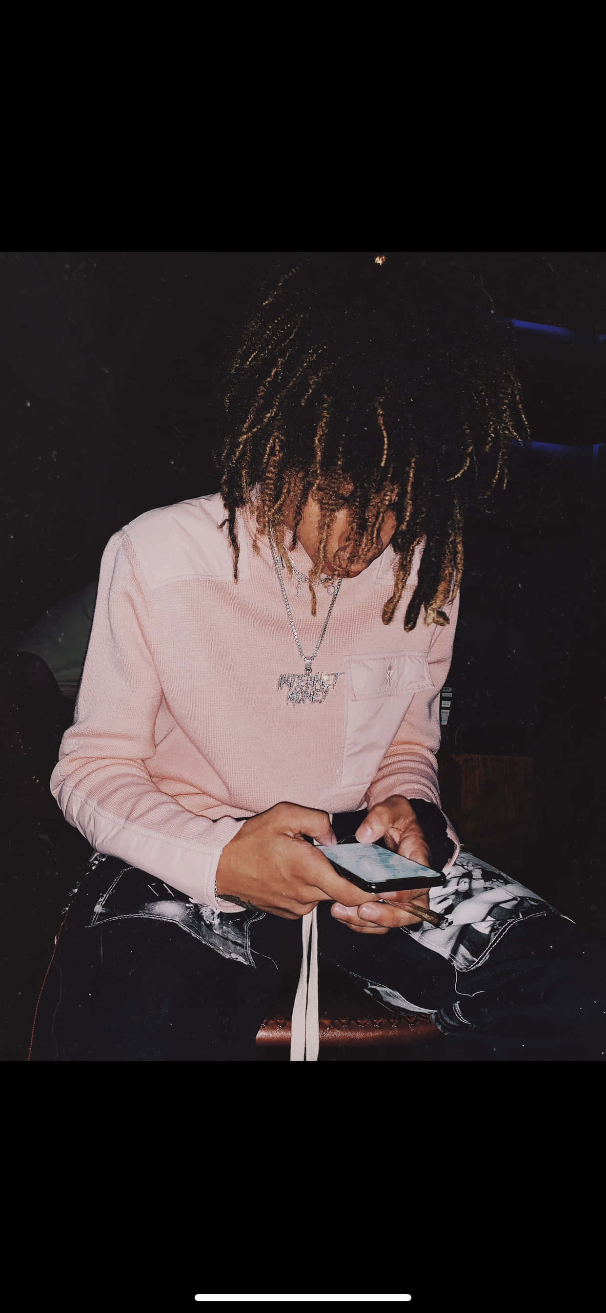 Iann Dior, long dreadlocks, pink shirt, 2K Phone Wallpaper
