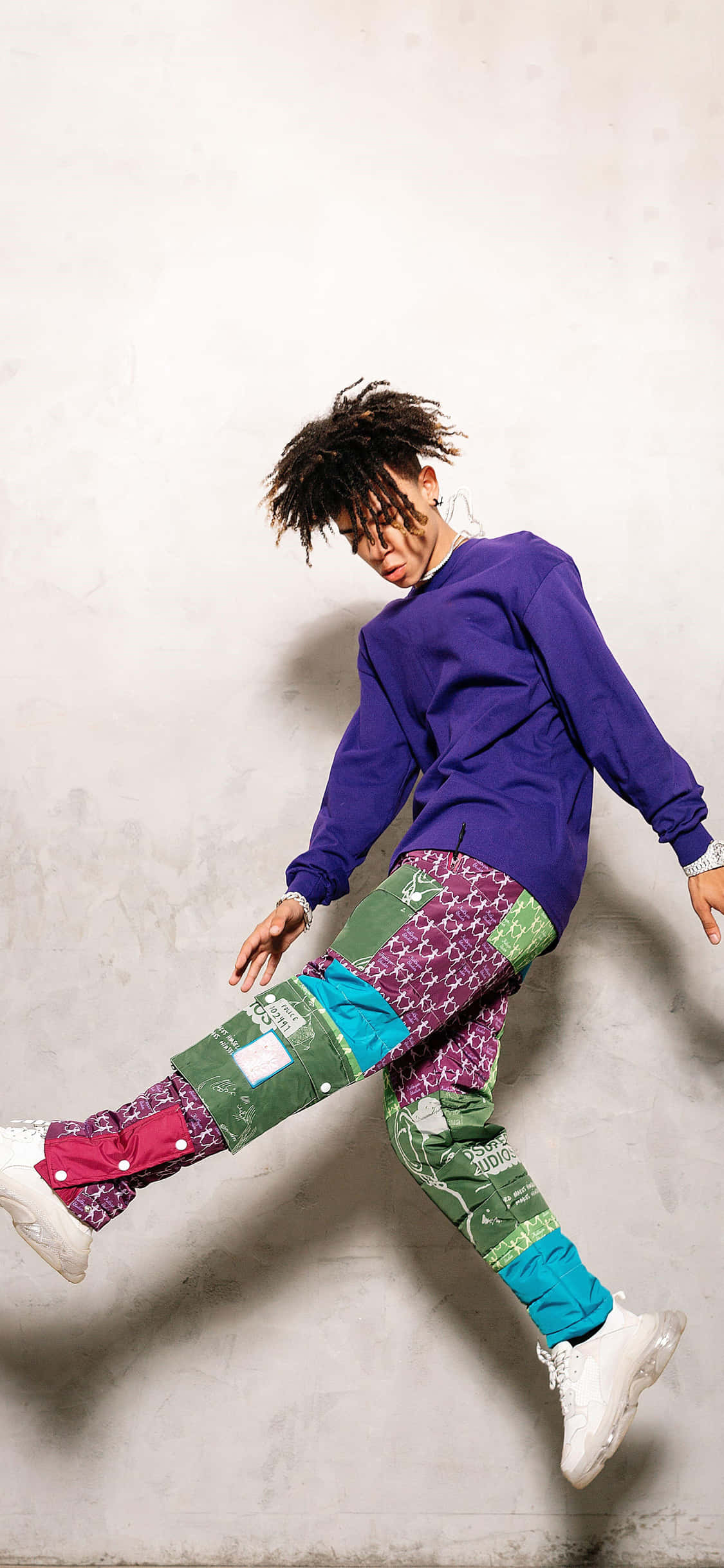 Iann Dior, dreadlocks, purple sweatshirt, Full HD Phone Wallpaper