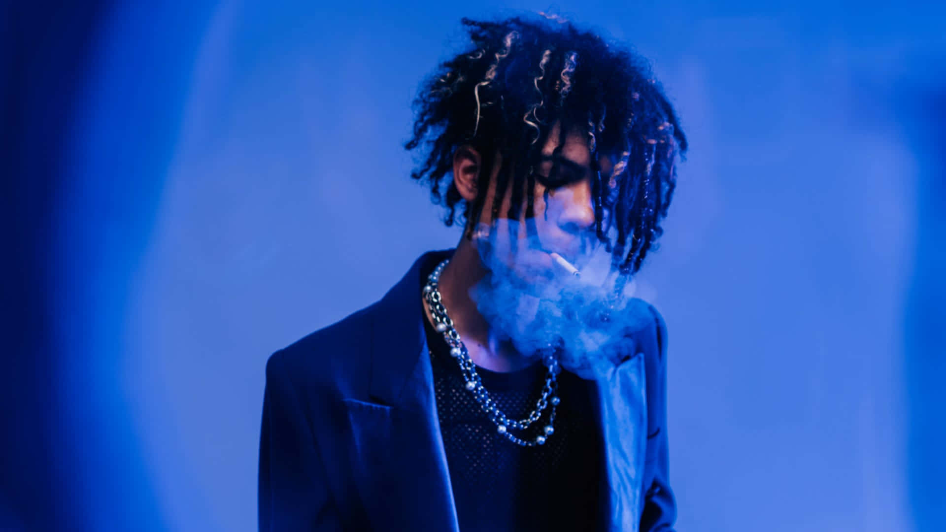 Iann Dior, dreadlocks, cool blue lighting, Full HD Desktop Wallpaper