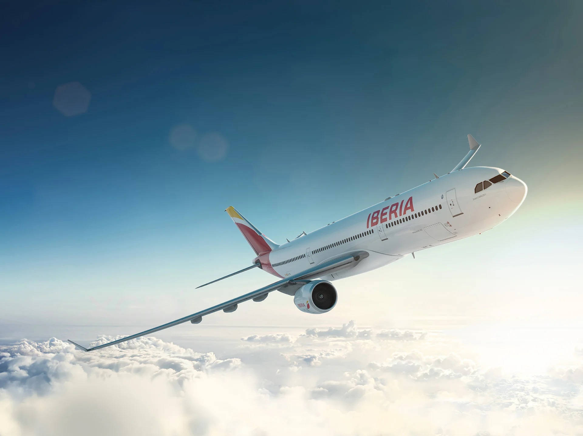 Iberia, airplane, clouds, Full HD Desktop Wallpaper