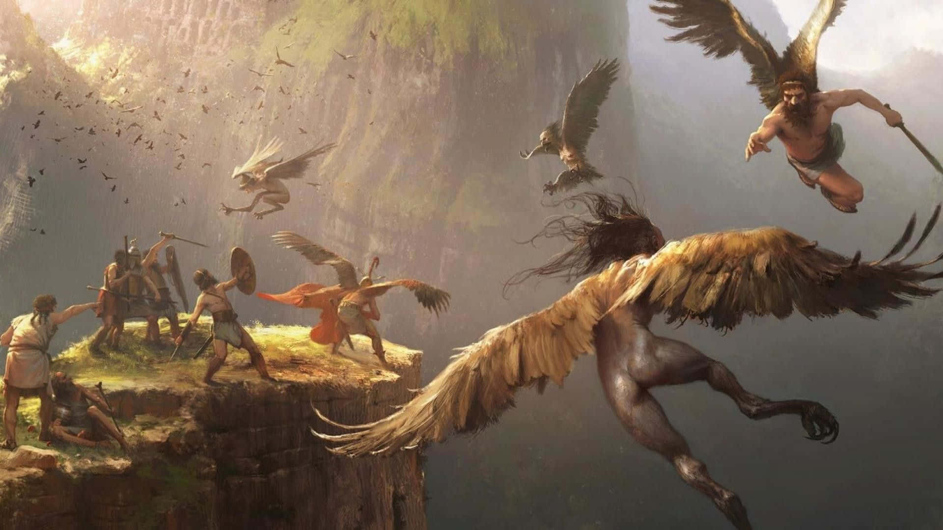 Icarus, winged warriors, mythical creatures, Full HD Desktop Wallpaper