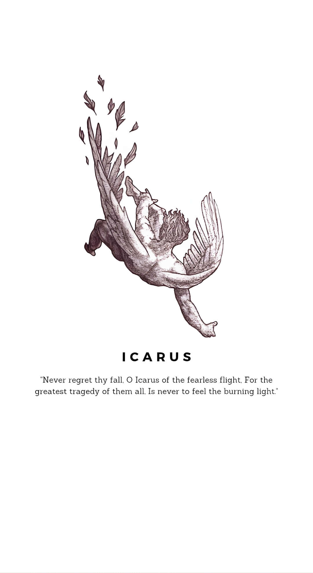 Icarus, falling from sky, monochrome sketch, Full HD Phone Wallpaper