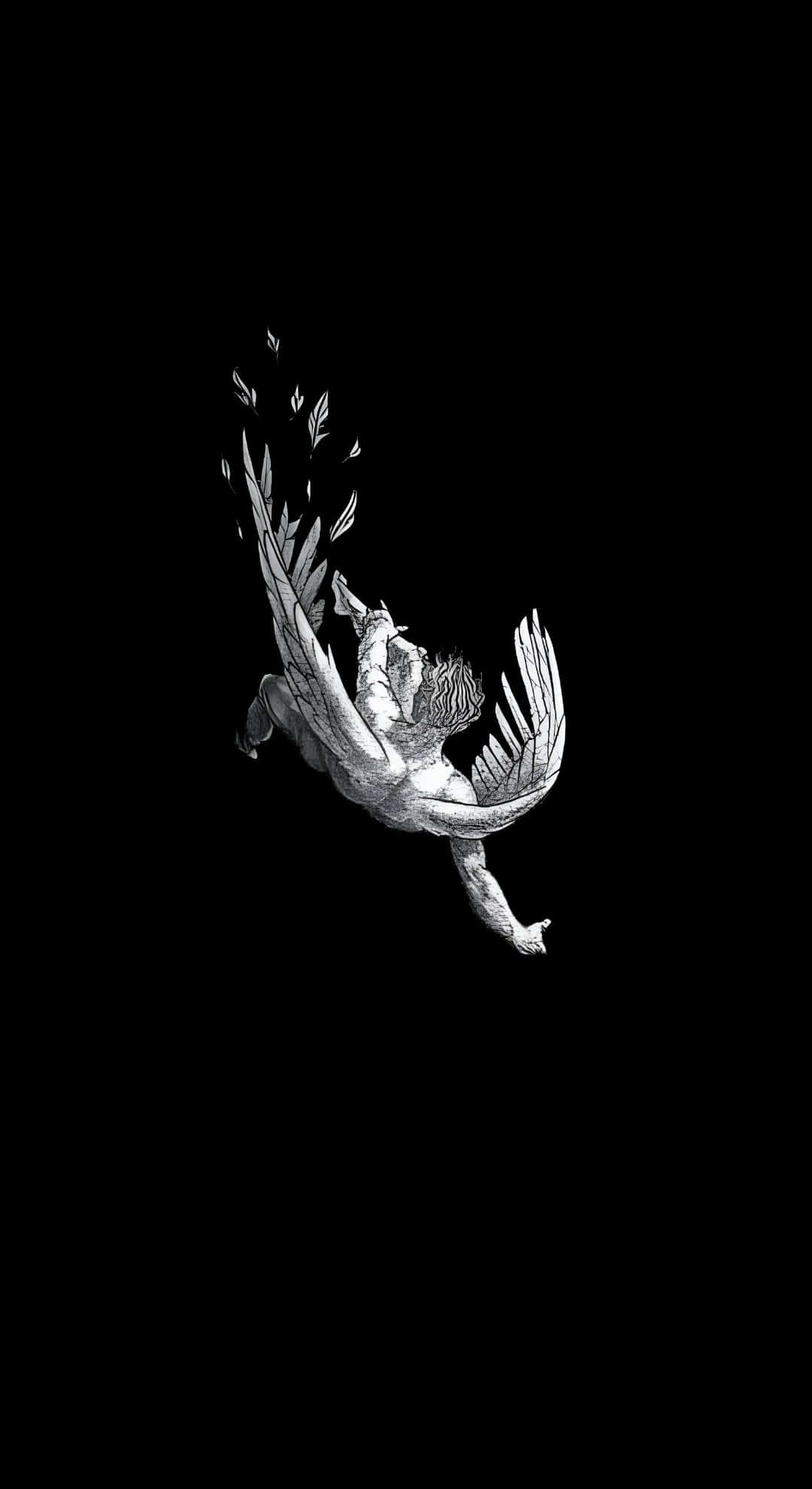 Icarus, falling from sky, monochrome sketch, Full HD Phone Wallpaper