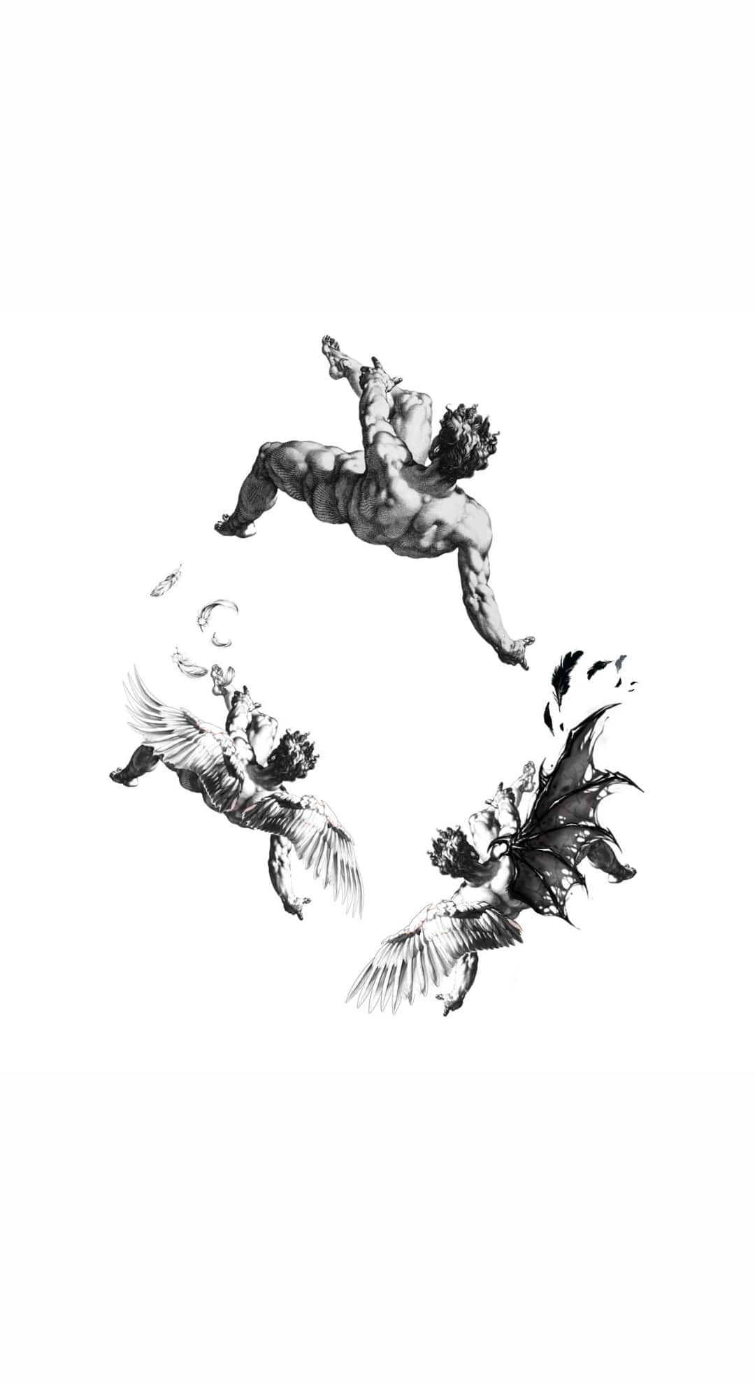 Icarus, winged figures, stark white background, Full HD Phone Wallpaper