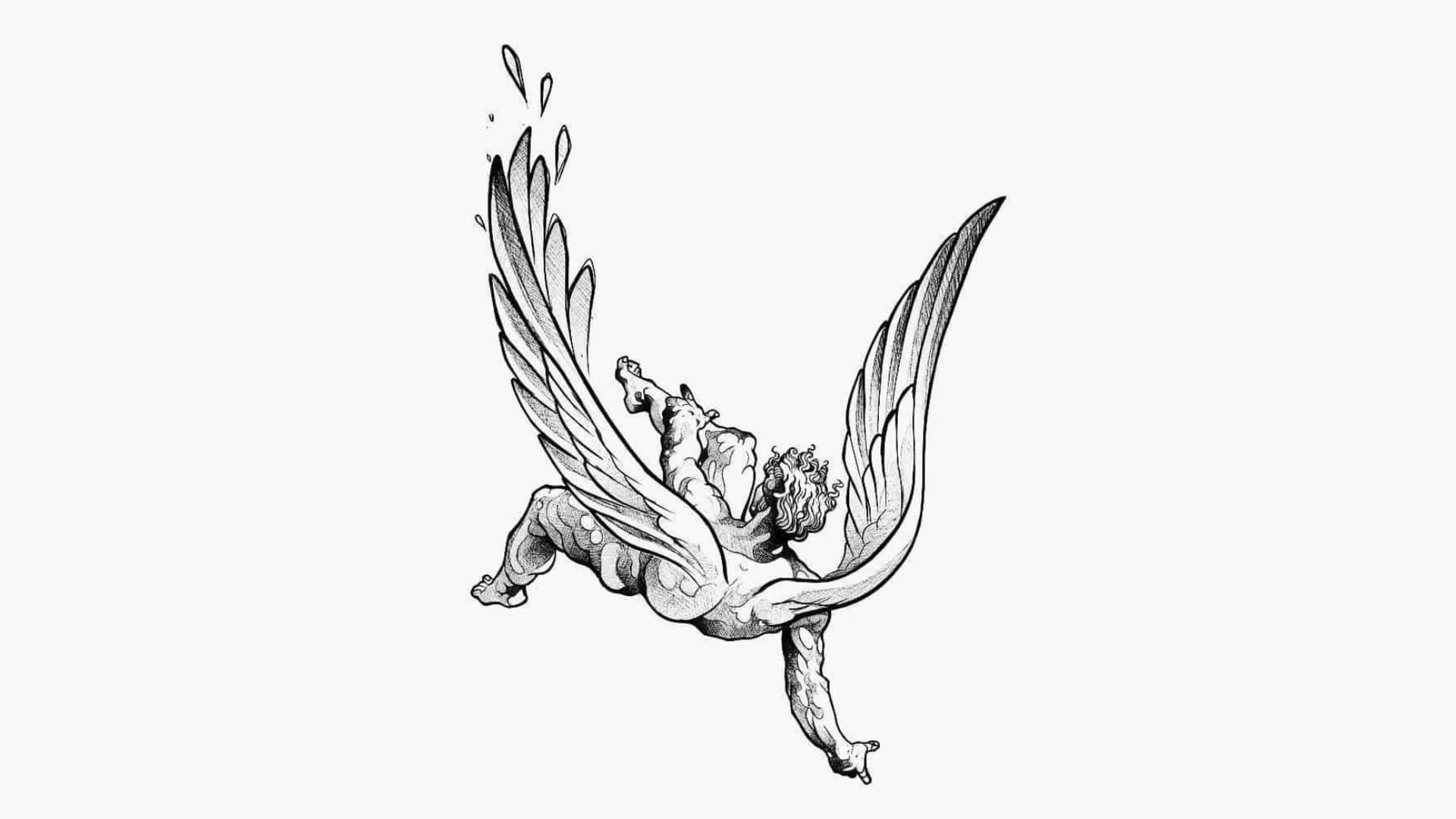 Icarus, falling from sky, winged figure, Full HD Desktop Wallpaper