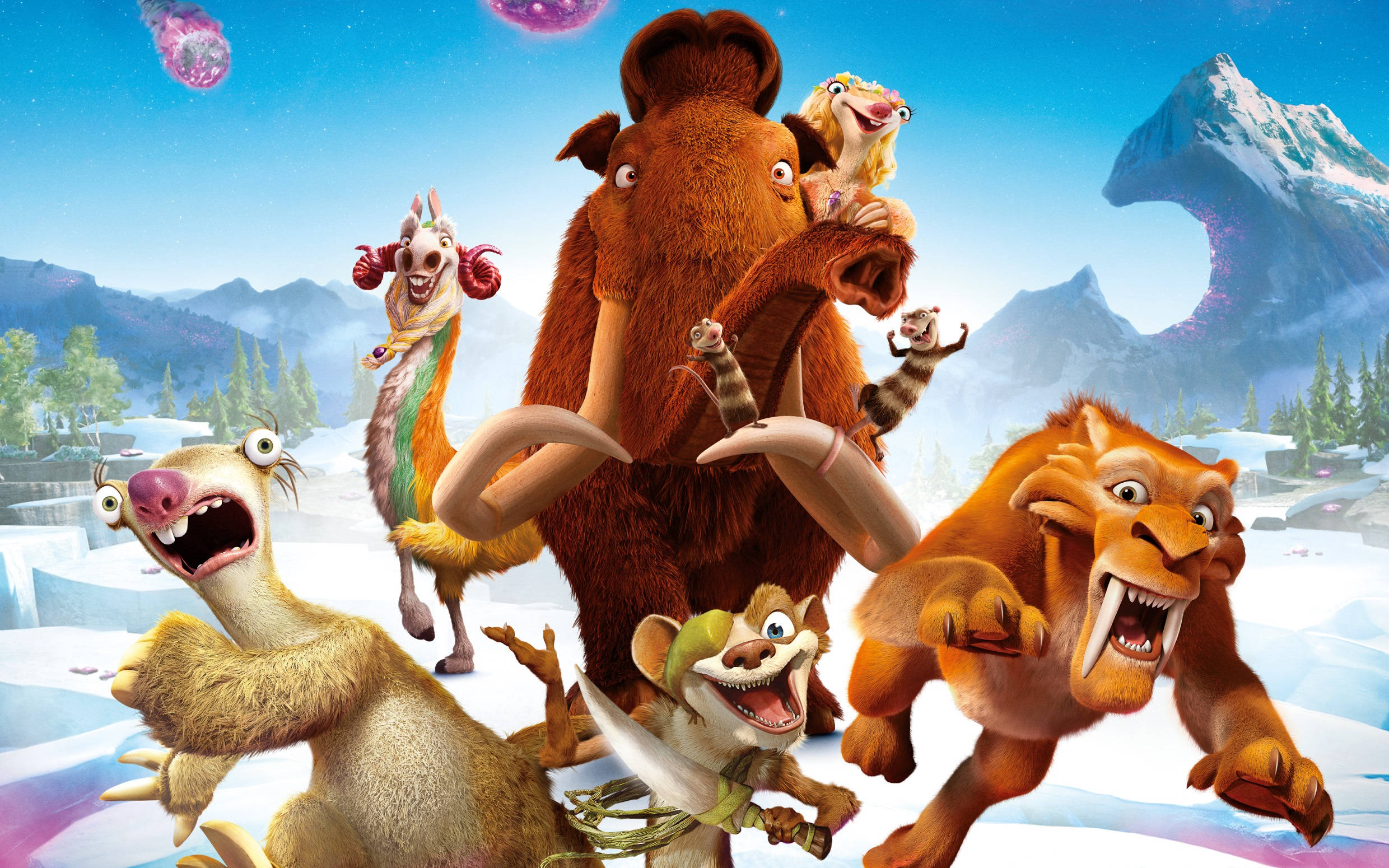 Ice Age Collision Course, mammoth, sloth, Full HD Desktop Wallpaper