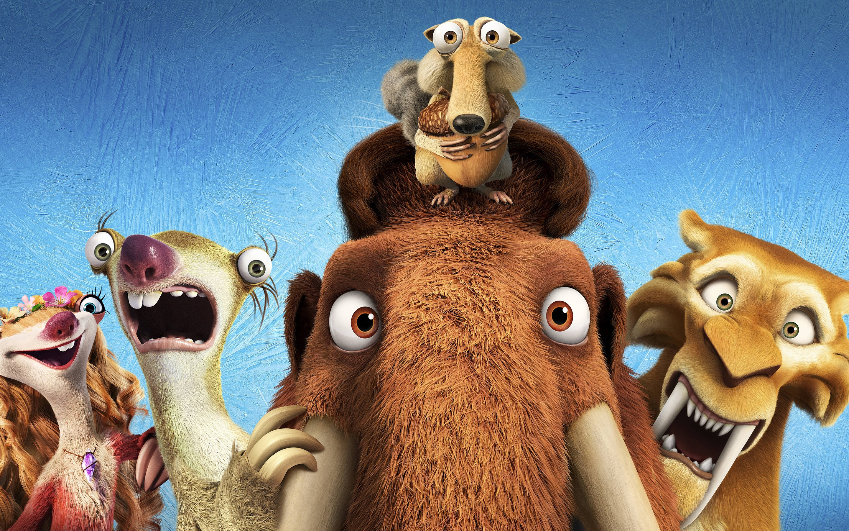 Ice Age Collision Course, animated prehistoric animals, wide eyes, 2K Desktop Wallpaper