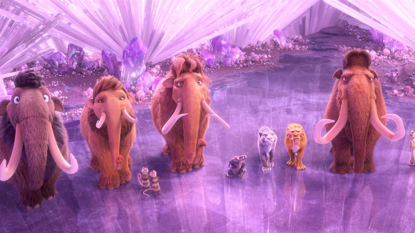 Ice Age Collision Course, woolly mammoths, saber-toothed cats, HD Desktop Wallpaper