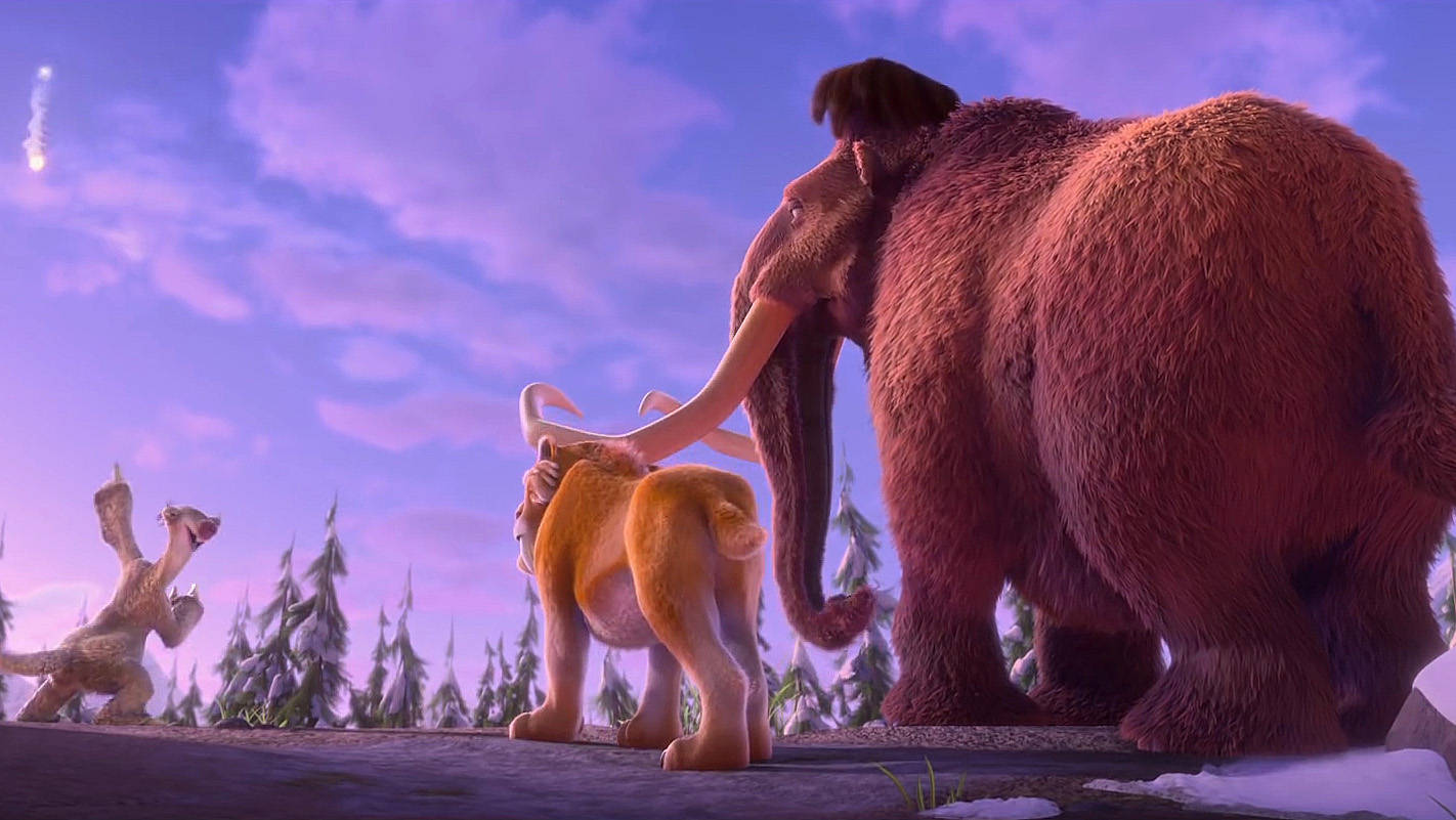 Ice Age Collision Course, purple sky, woolly mammoth, HD Desktop Wallpaper