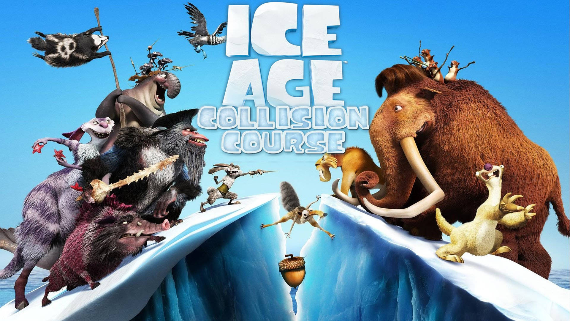 Ice Age Collision Course, Ice Age characters, cliff edge, Full HD Desktop Wallpaper