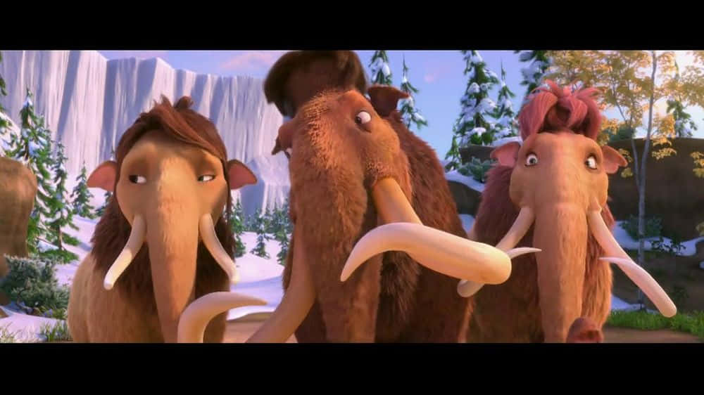 mammoth family, Ice Age Continental Drift, woolly mammoths, SD Desktop Wallpaper