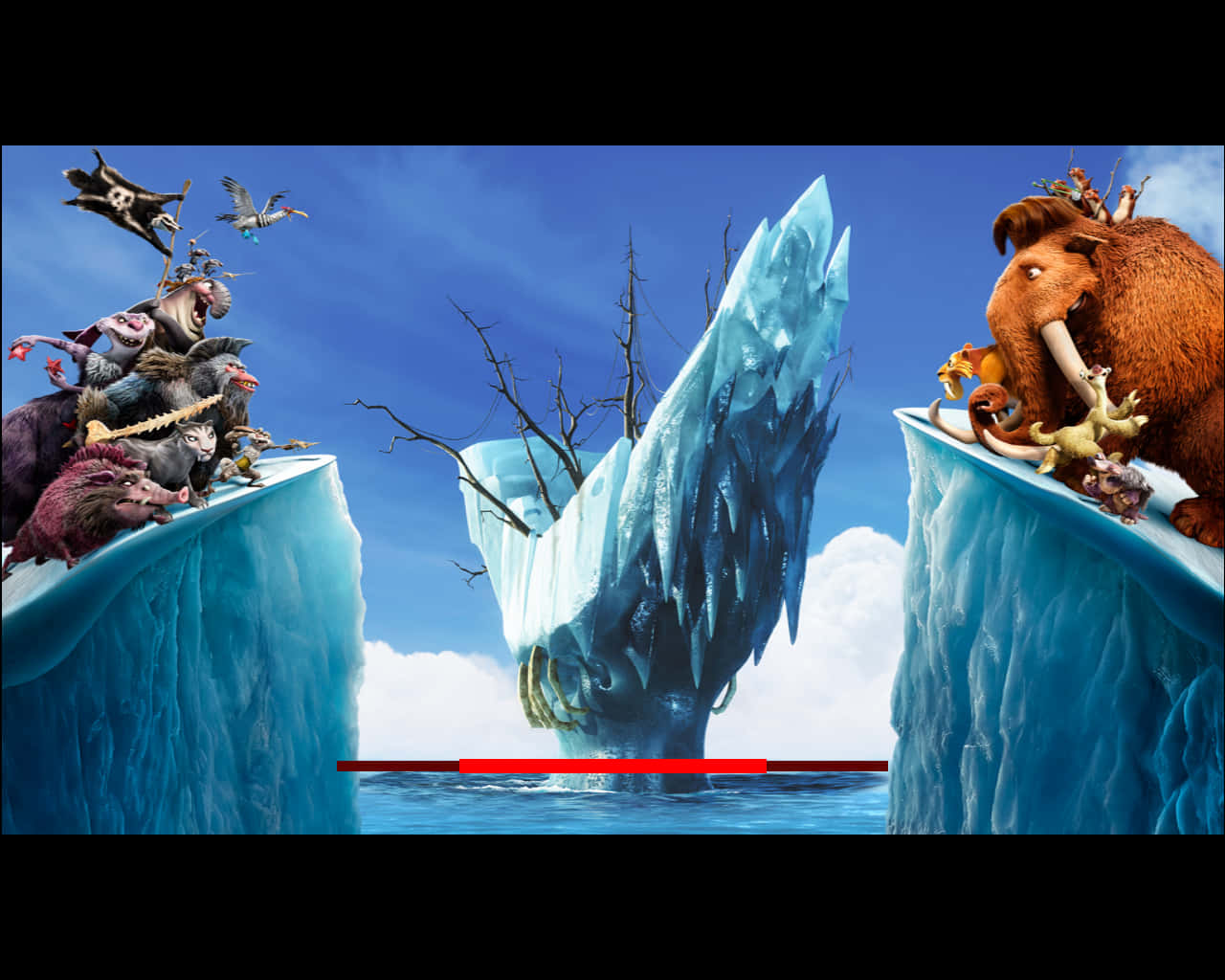 Ice Age Continental Drift, prehistoric animals, ice cliffs, HD Desktop Wallpaper