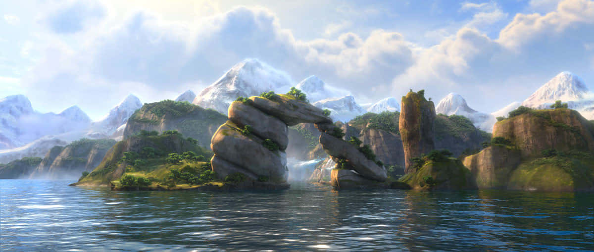 Ice Age: Continental Drift, natural stone arch, calm waters, SD Desktop Wallpaper