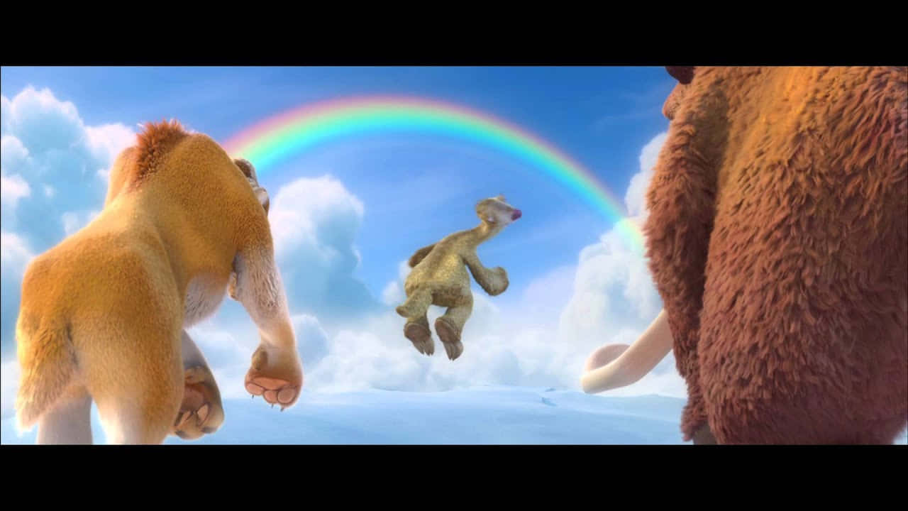 Ice Age Continental Drift, rainbow, sloths, HD Desktop Wallpaper