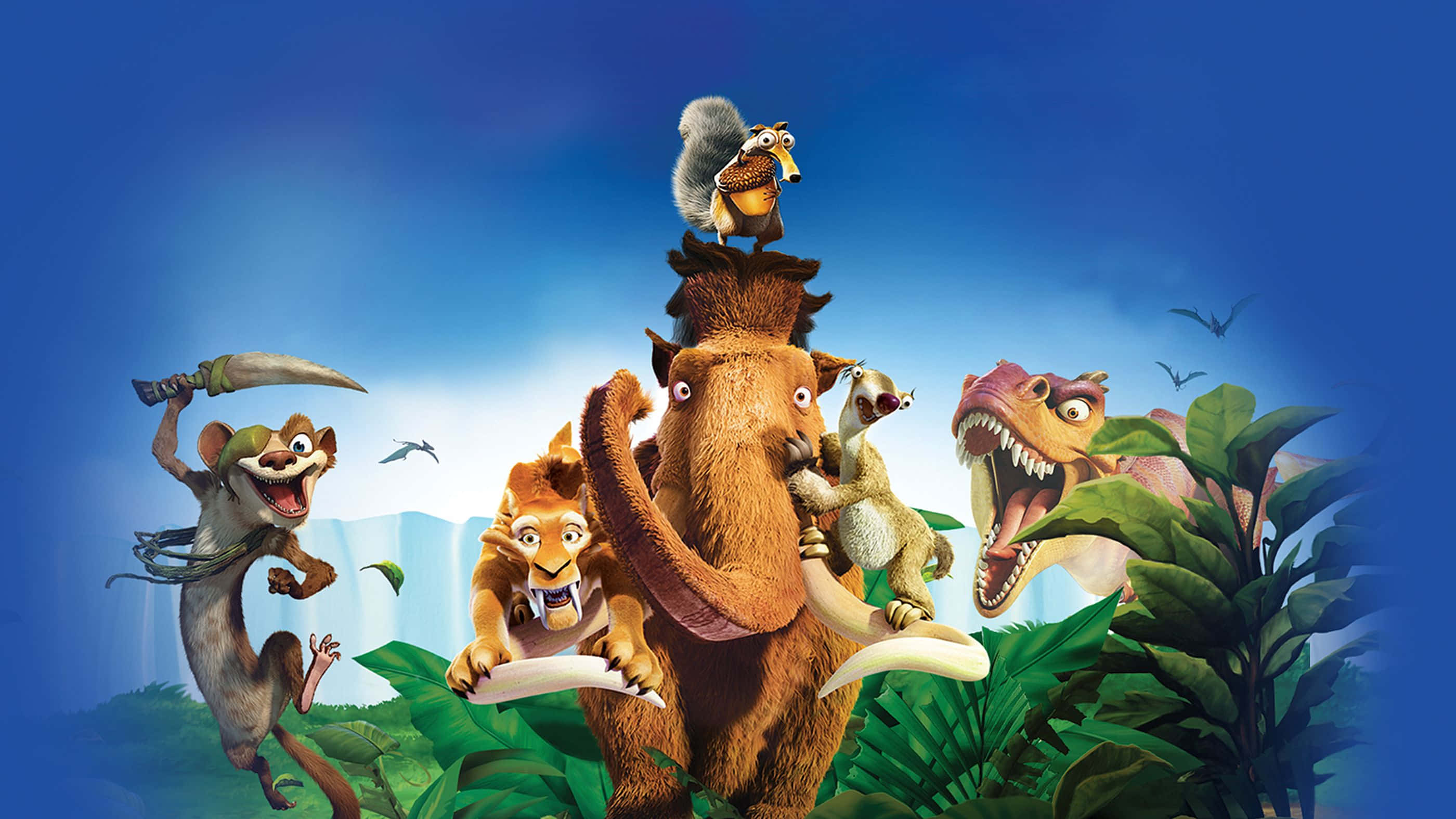 Ice Age Dawn Of The Dinosaurs, mammoth, saber-toothed cat, 2K Desktop Wallpaper
