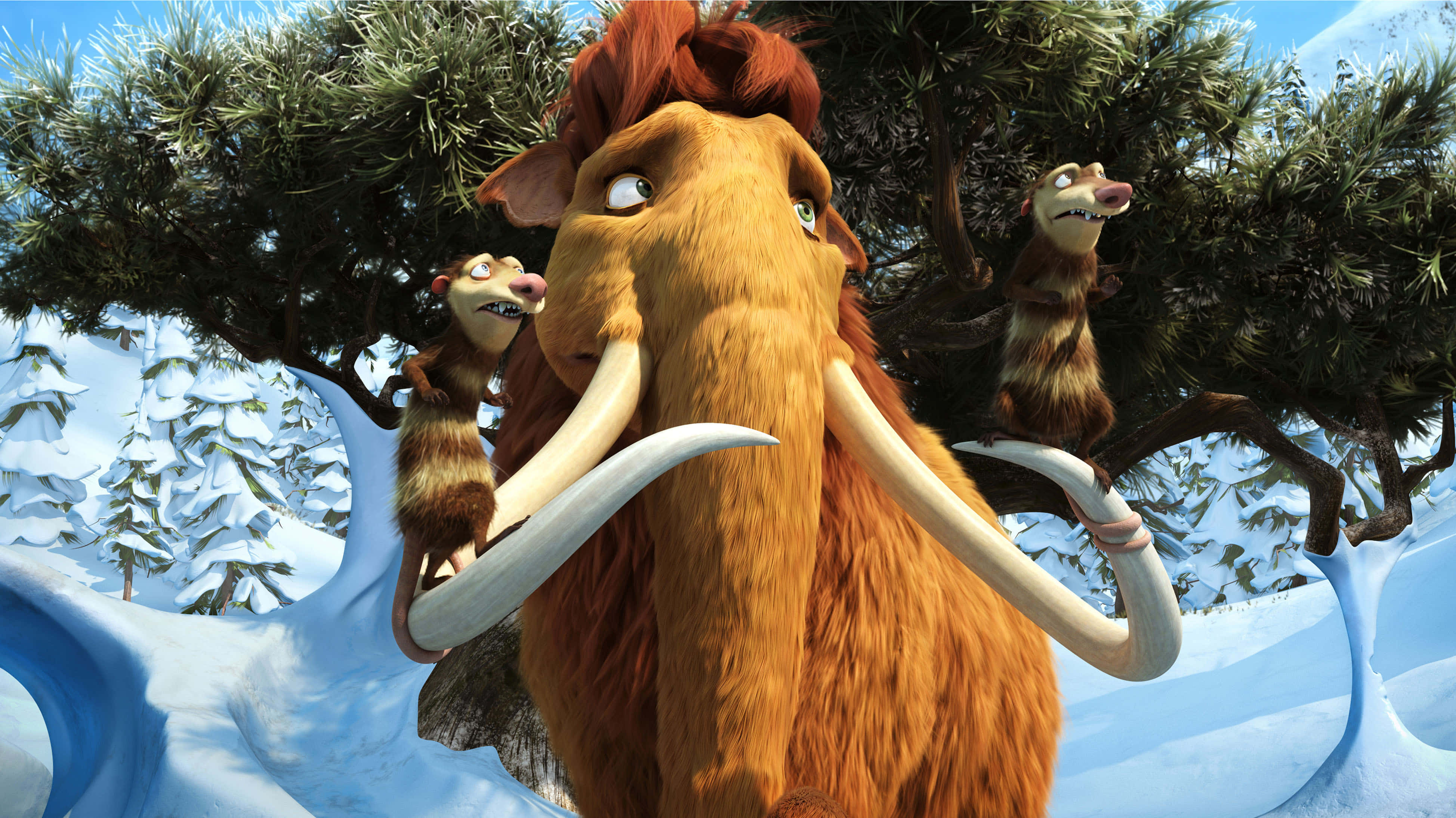 Ice Age, woolly mammoth, monkeys, 4K Desktop Wallpaper