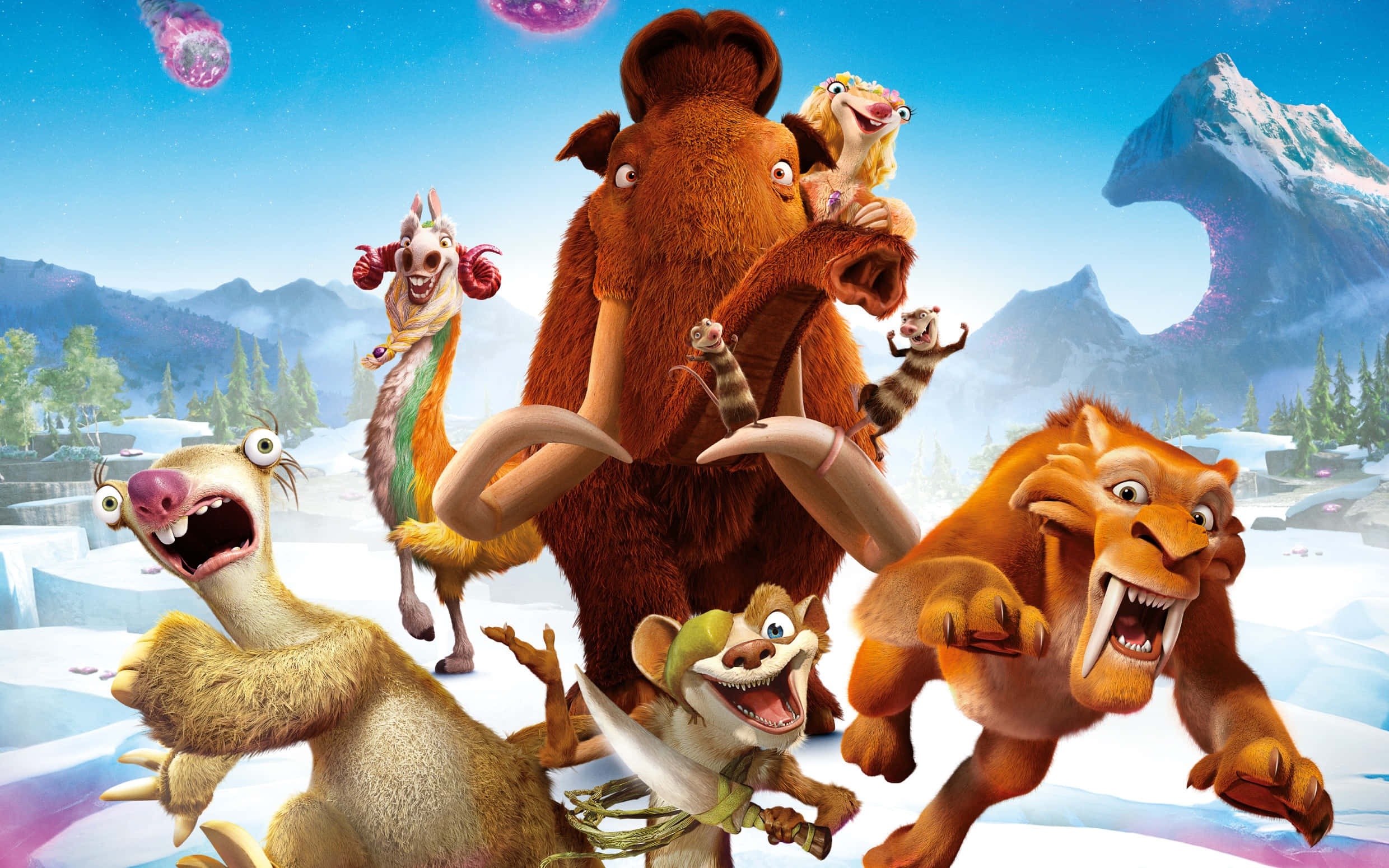 Ice Age, mammoth, sloth, Full HD Desktop Wallpaper