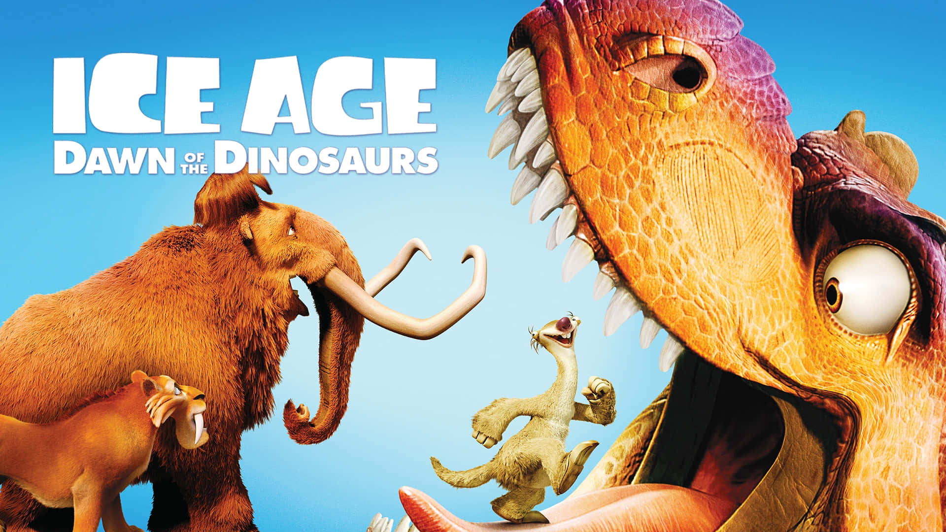 Ice Age Dawn Of The Dinosaurs, woolly mammoth, saber-toothed cat, Full HD Desktop Wallpaper