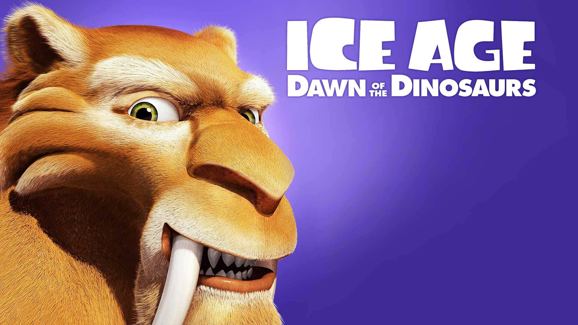 Ice Age Dawn Of The Dinosaurs, cartoon saber-toothed tiger, green eyes, Full HD Desktop Wallpaper
