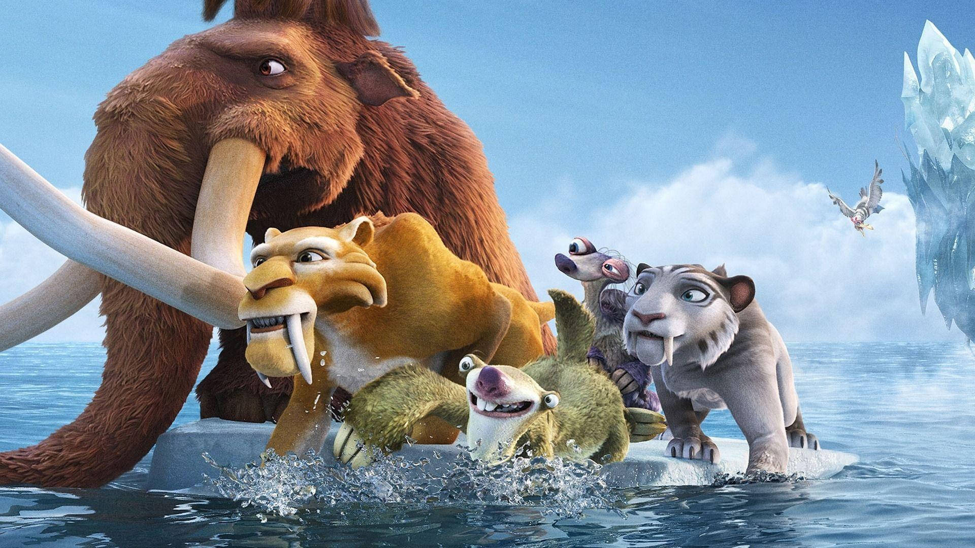 Ice Age, mammoth, saber-toothed tiger, Full HD Desktop Wallpaper