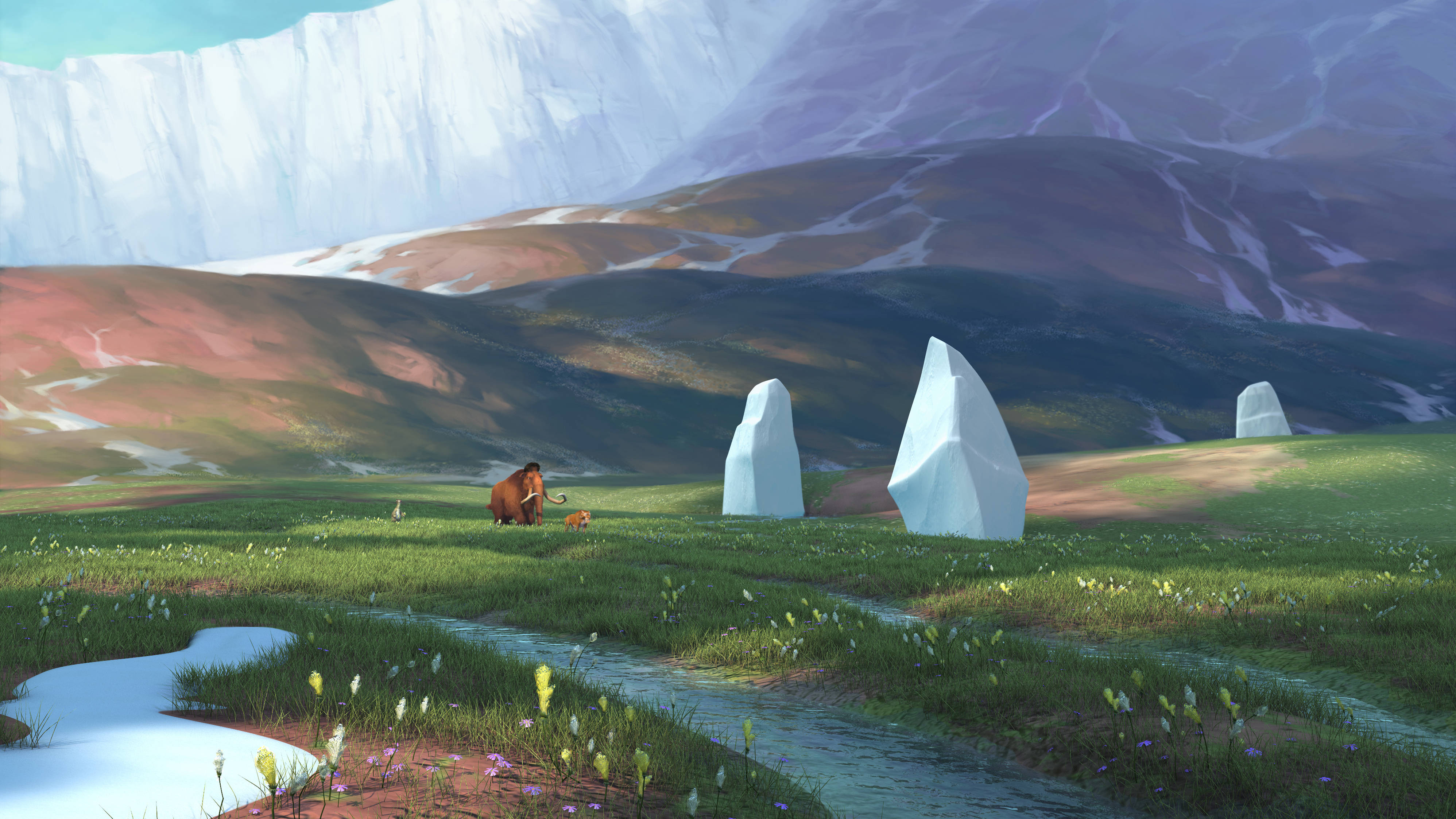 Ice Age, woolly mammoth, calf, 4K Desktop Wallpaper