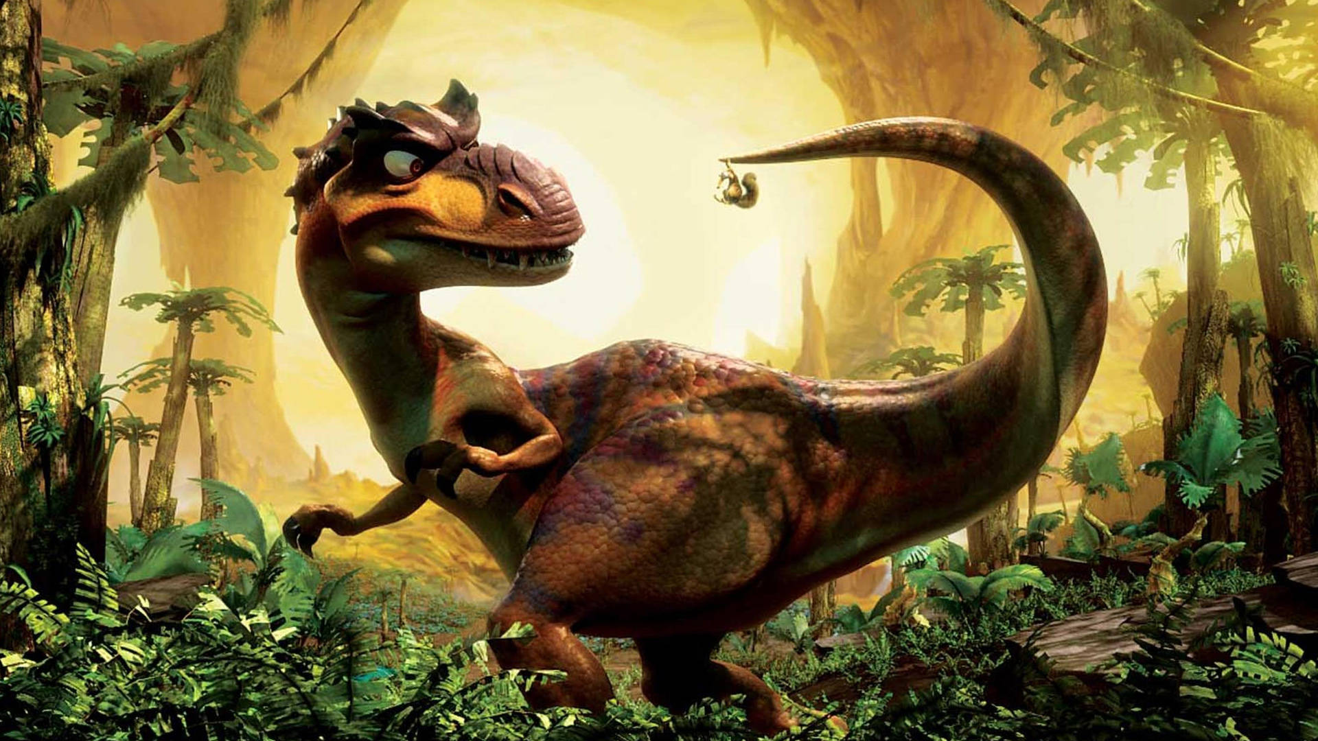 Ice Age, dinosaur, lush prehistoric jungle, Full HD Desktop Wallpaper
