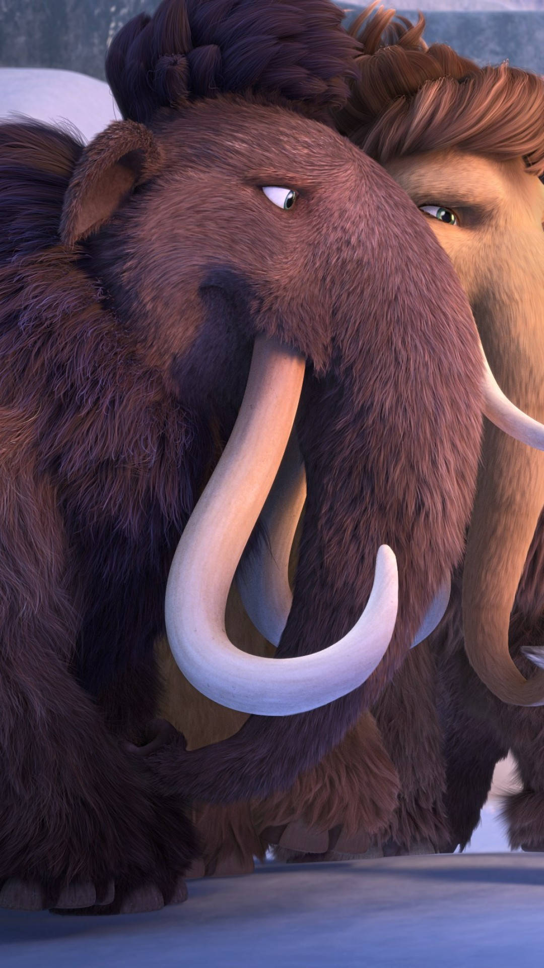 woolly mammoths, thick brown fur, curved tusks, Full HD Phone Wallpaper