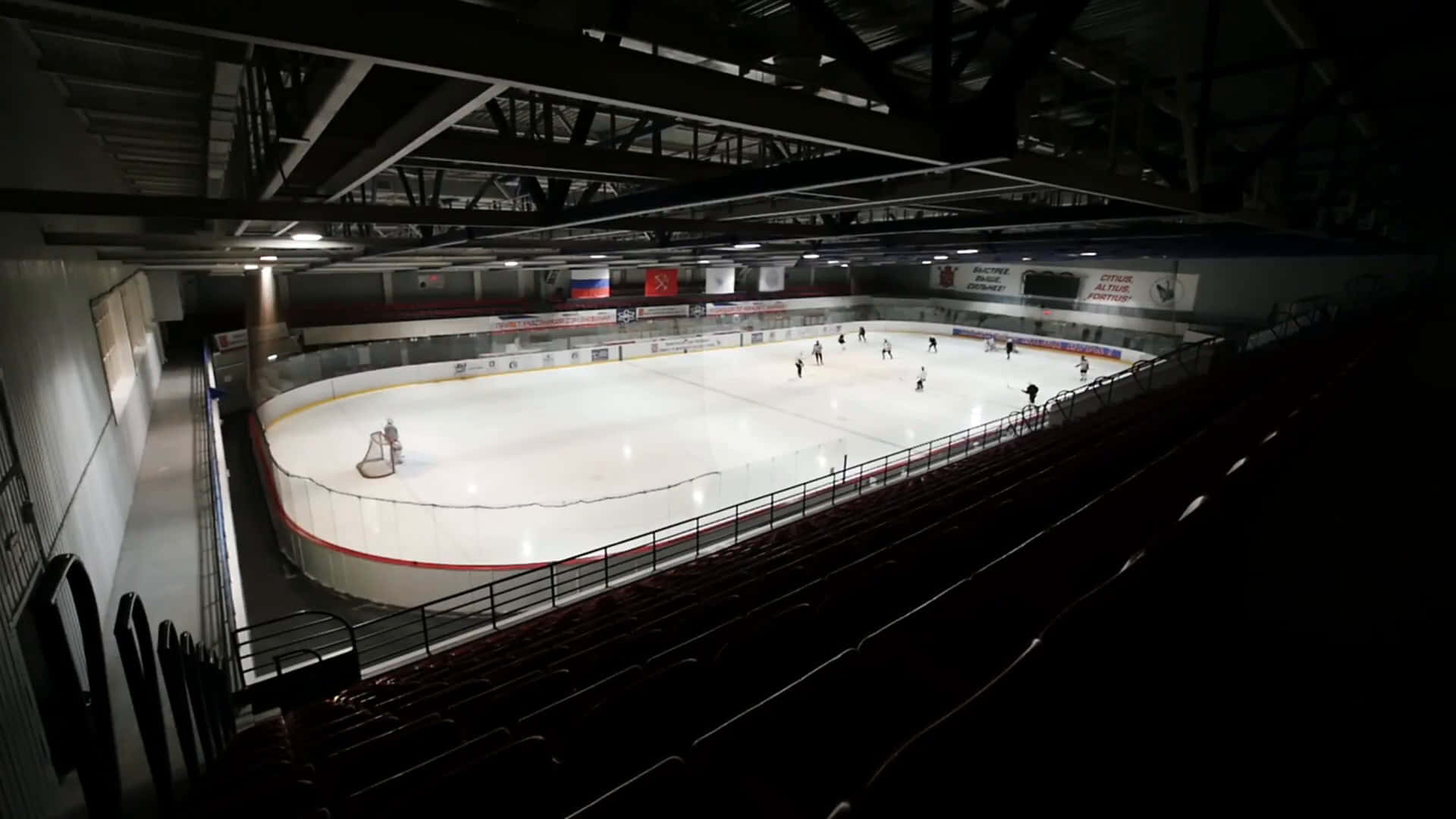 ice rink, indoor ice rink, players skating, Full HD Desktop Wallpaper