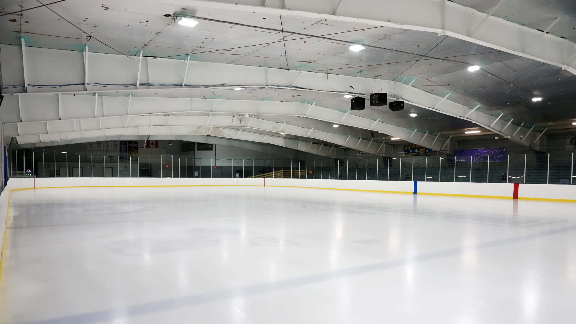 ice rink, indoor ice rink, smooth white ice, Full HD Desktop Wallpaper