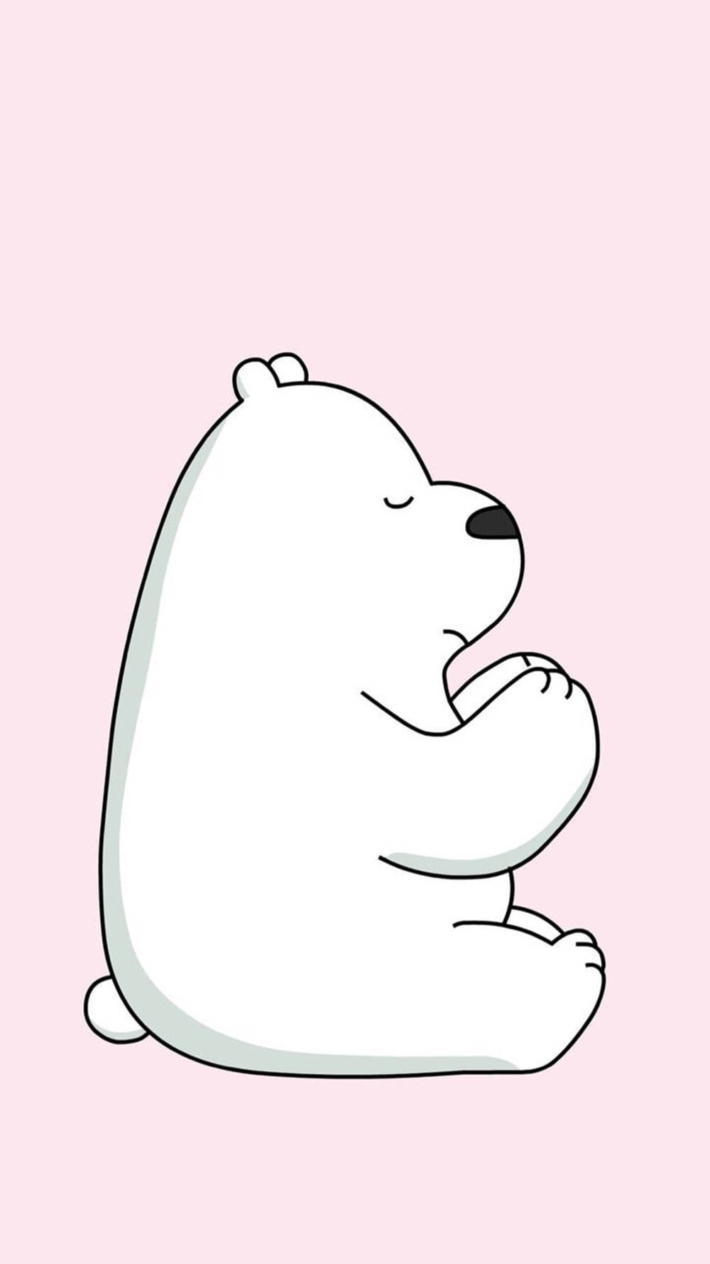 Ice Bear Cartoon, white, pink background, HD Phone Wallpaper