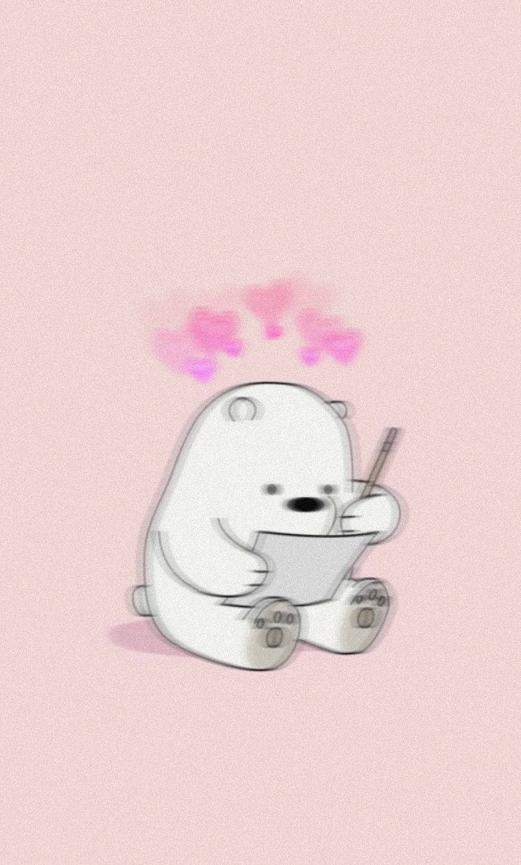 Ice Bear, pink background, pencil and paper, SD Phone Wallpaper