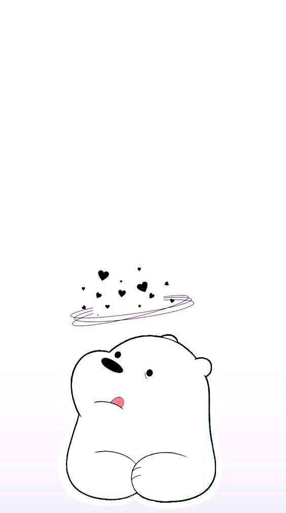 Ice Bear Cartoon, heart halo, pink tongue, SD Phone Wallpaper