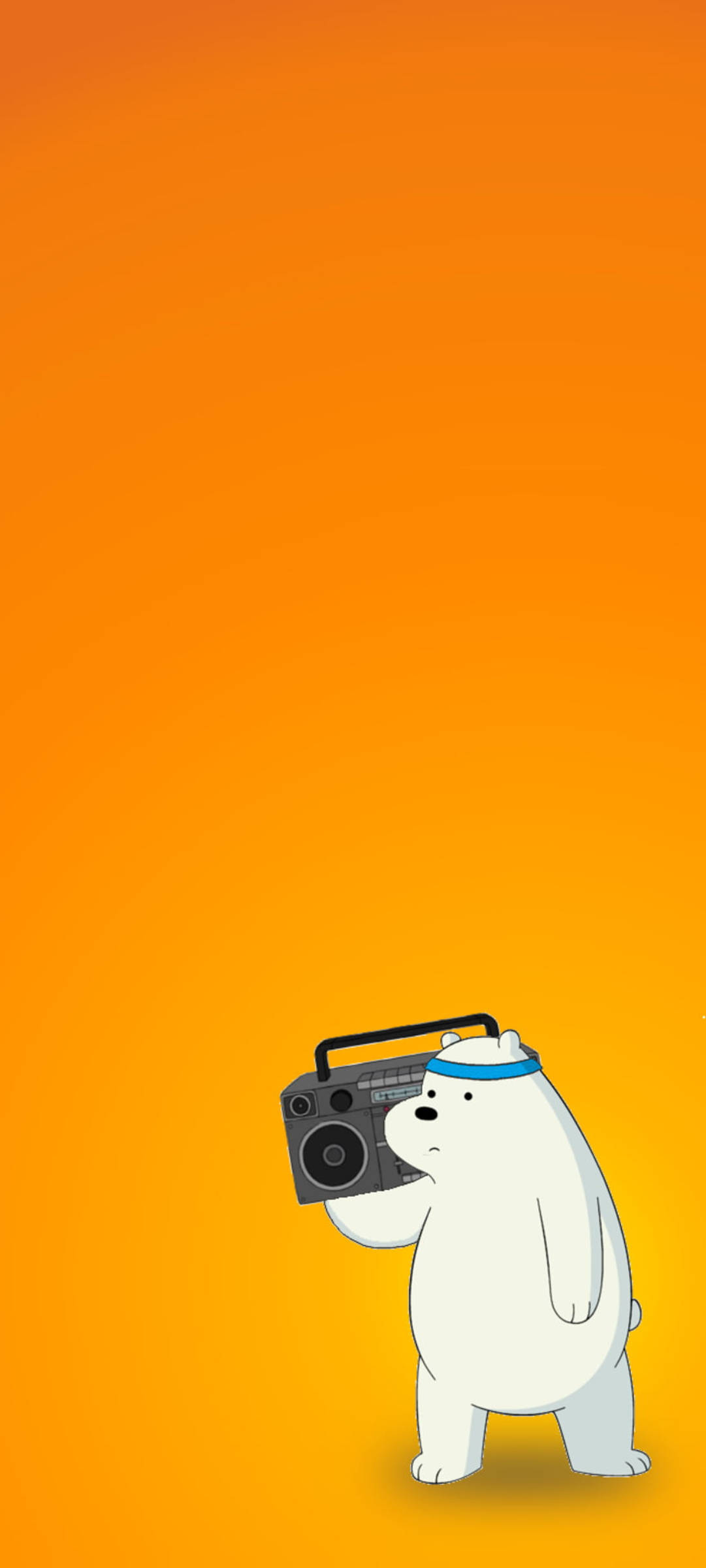 Ice Bear Cartoon, blue headband, black boombox, Full HD Phone Wallpaper