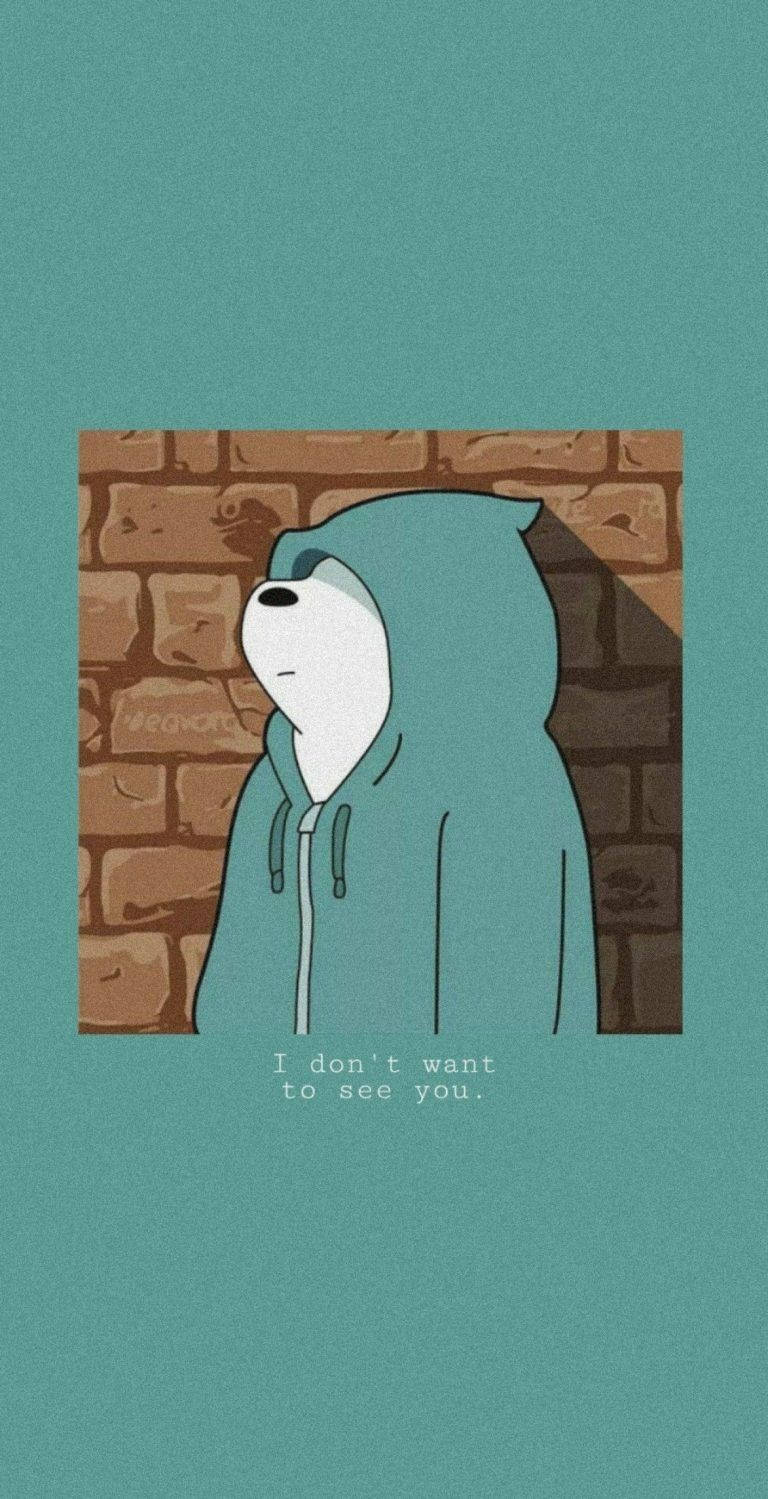 Ice Bear, teal hoodie, brick wall, HD Phone Wallpaper