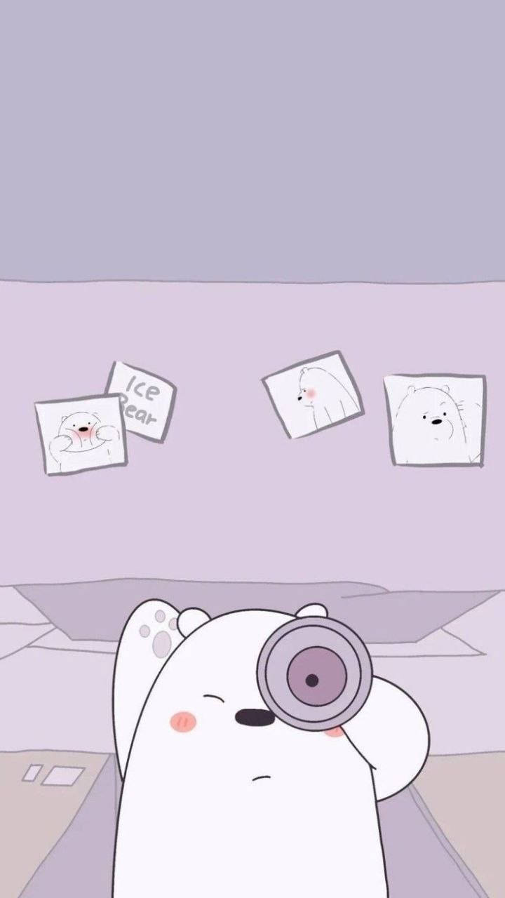 Ice Bear Cartoon, monocular, pastel purple room, HD Phone Wallpaper