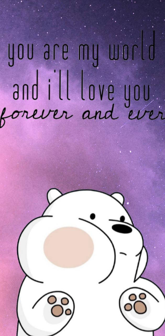Ice Bear, purple starry sky, romantic text overlay, HD Phone Wallpaper