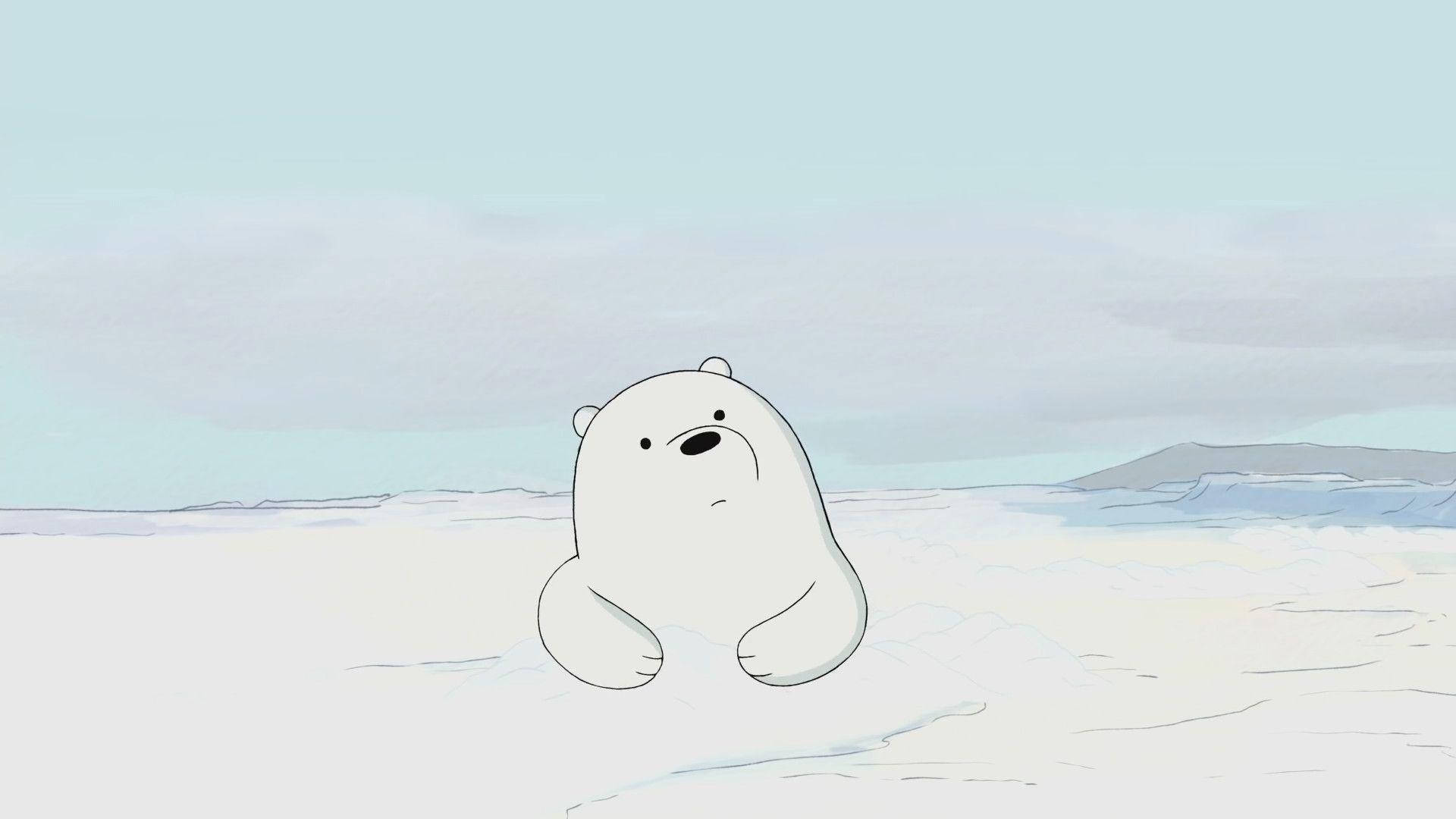Ice Bear, cartoon polar bear, snowy tundra, Full HD Desktop Wallpaper