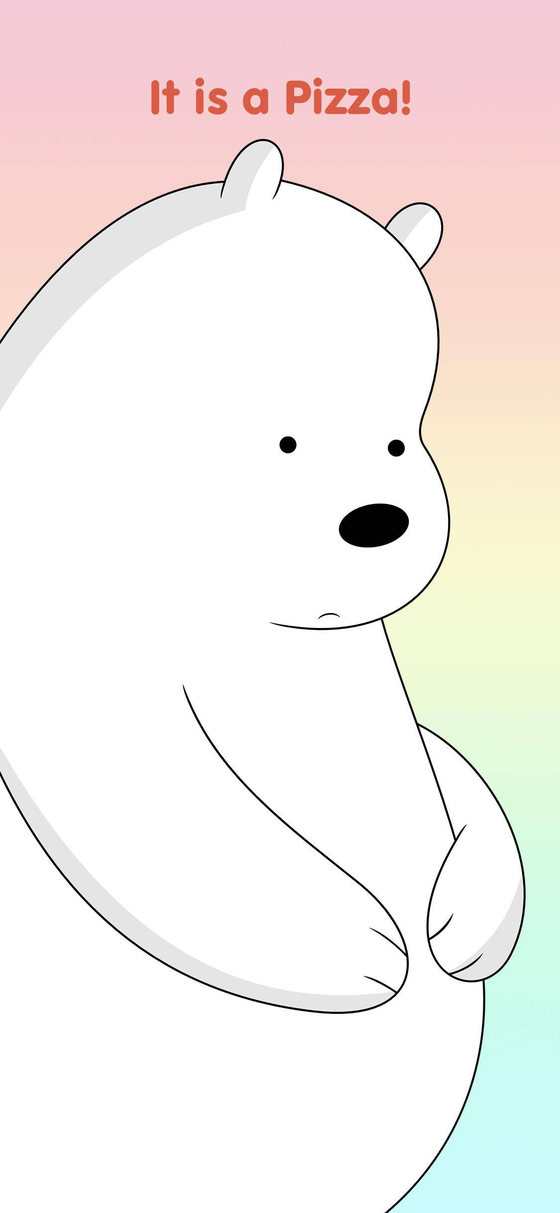 Ice Bear, pizza rainbow aesthetic, pastel gradient background, Full HD Phone Wallpaper