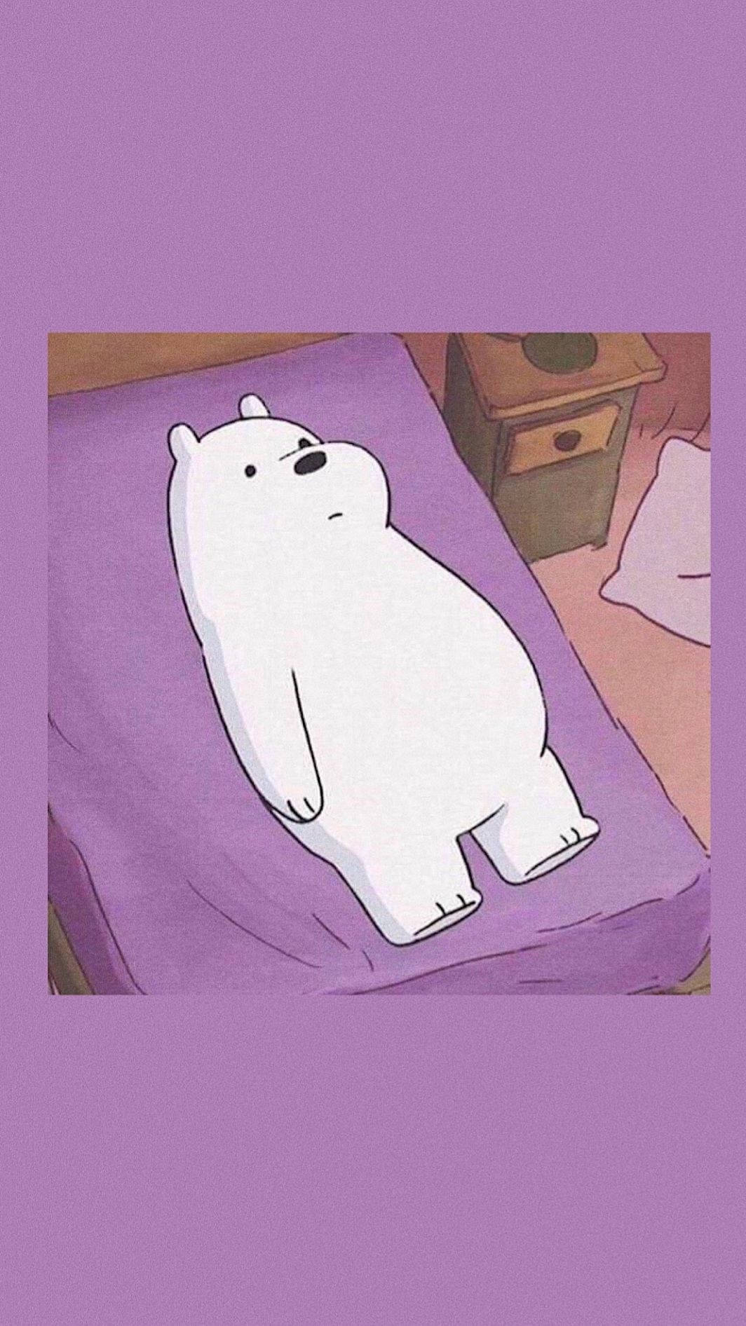 Ice Bear, purple bed, cozy bedroom, HD Phone Wallpaper