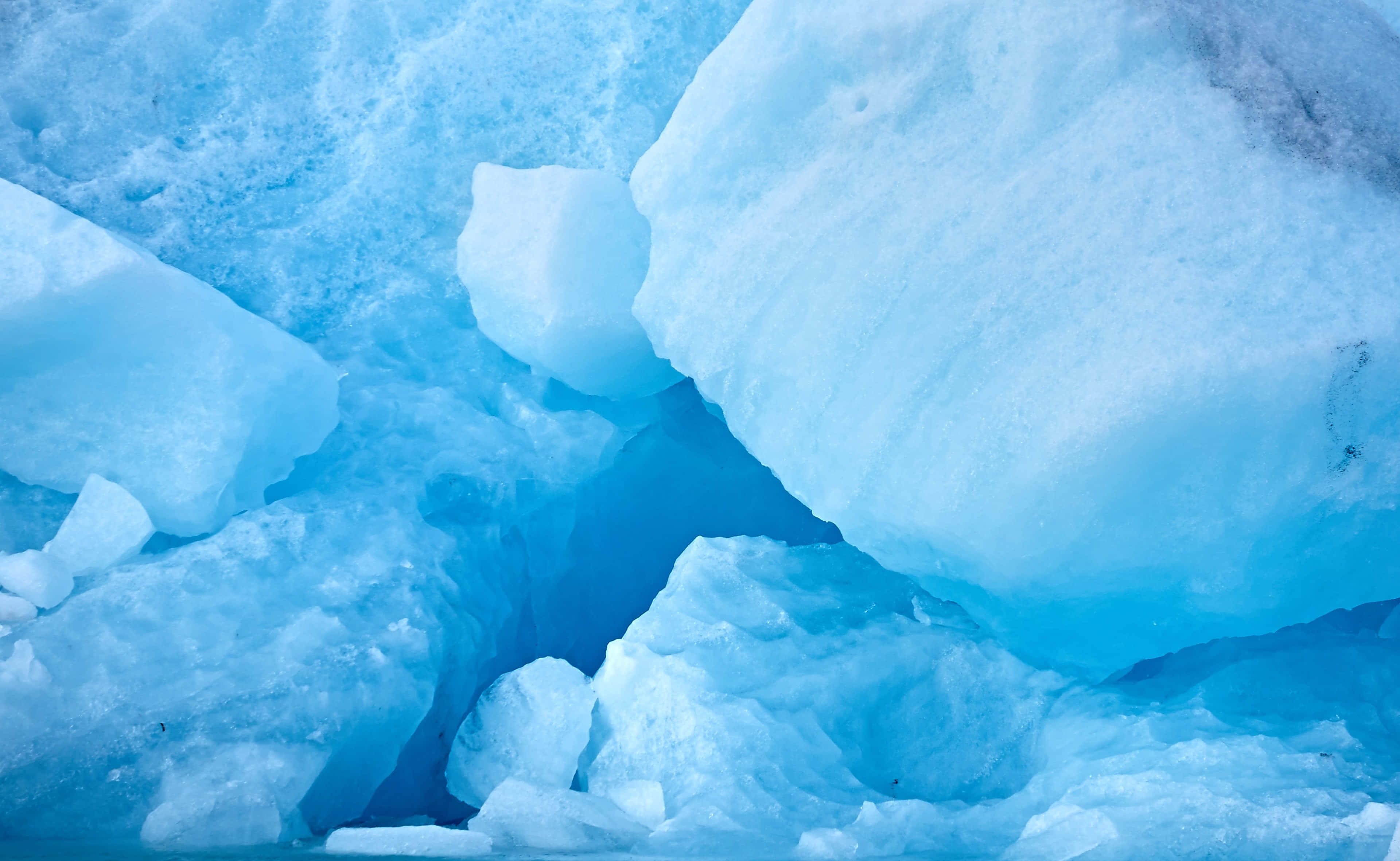 Ice Blue, jagged blue ice chunks, deep crevasses, 4K Desktop Wallpaper